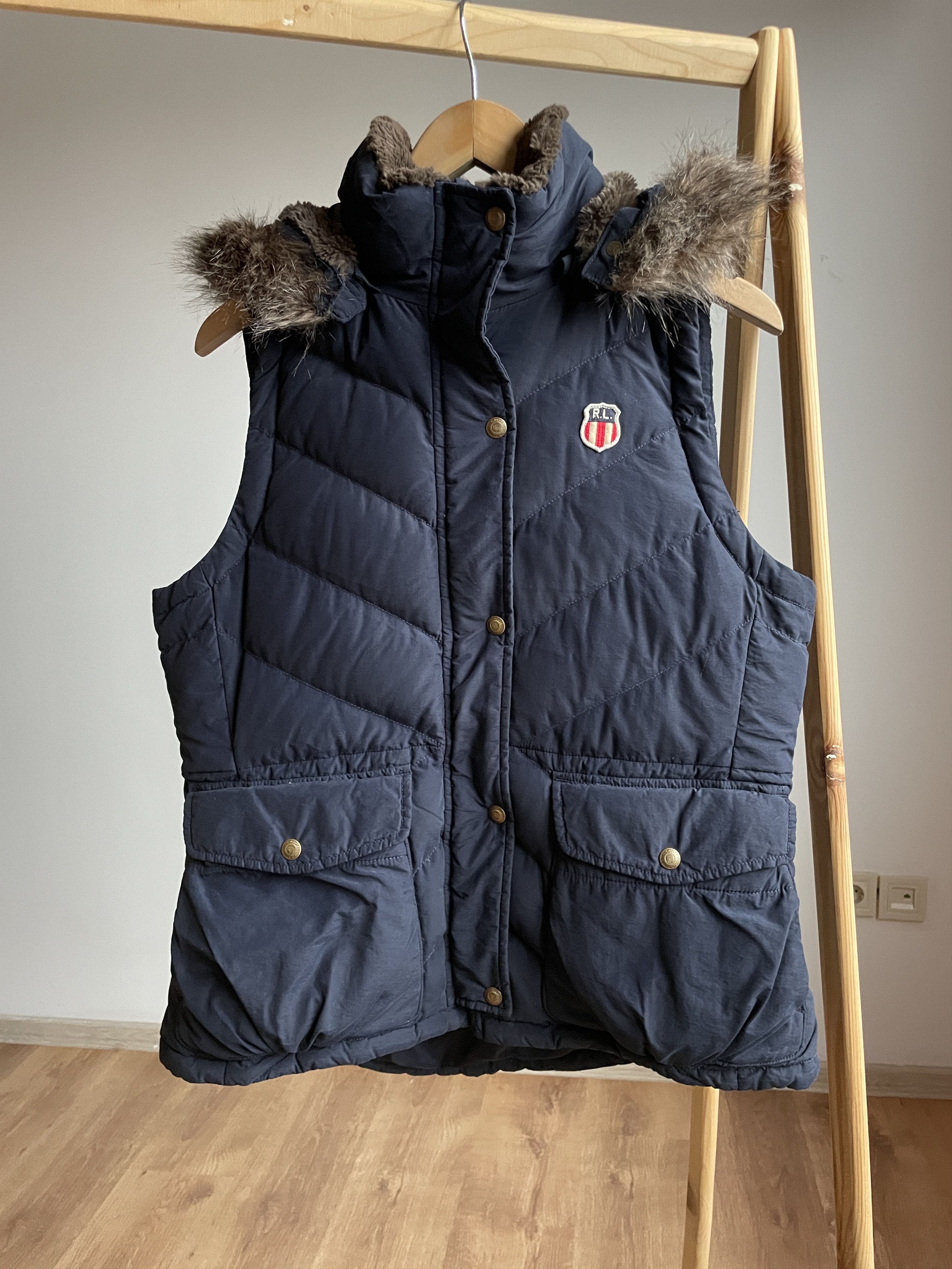 Polo Jeans Ralph Lauren Womens Faux Fur Puffer Vest