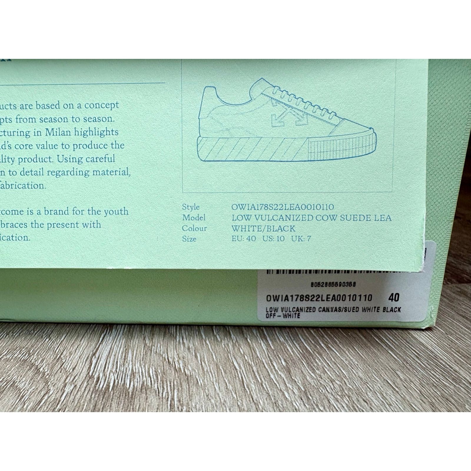 Off-White NIB - Off-White Low Top Vulcanized Sneakers - Blk/Wht EU 40 Size US 9.5 / IT 39.5 - 10 Thumbnail