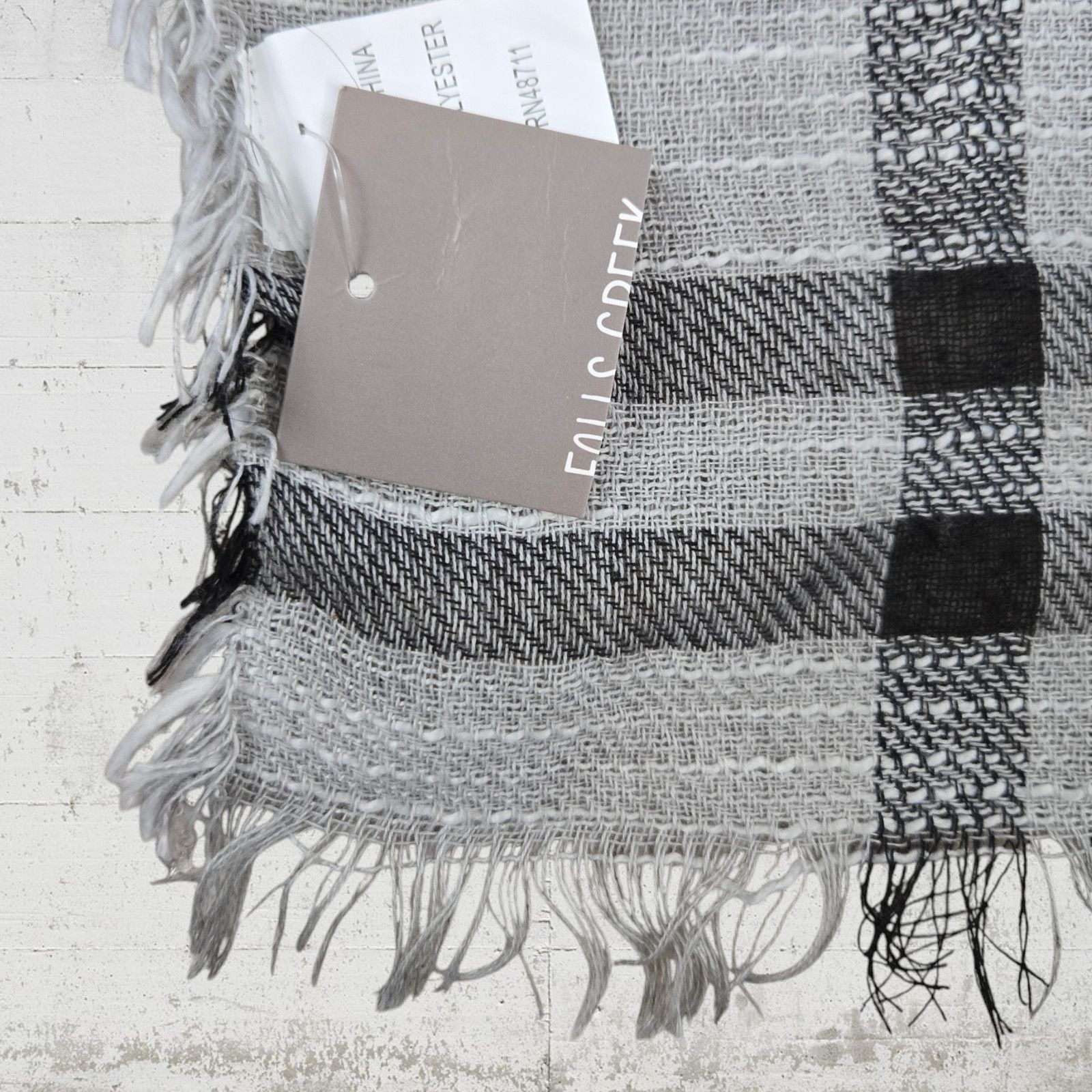 Other Gray Black Plaid Fringe Wrap Style Blanket Scarf Poncho Size ONE SIZE - 4 Thumbnail
