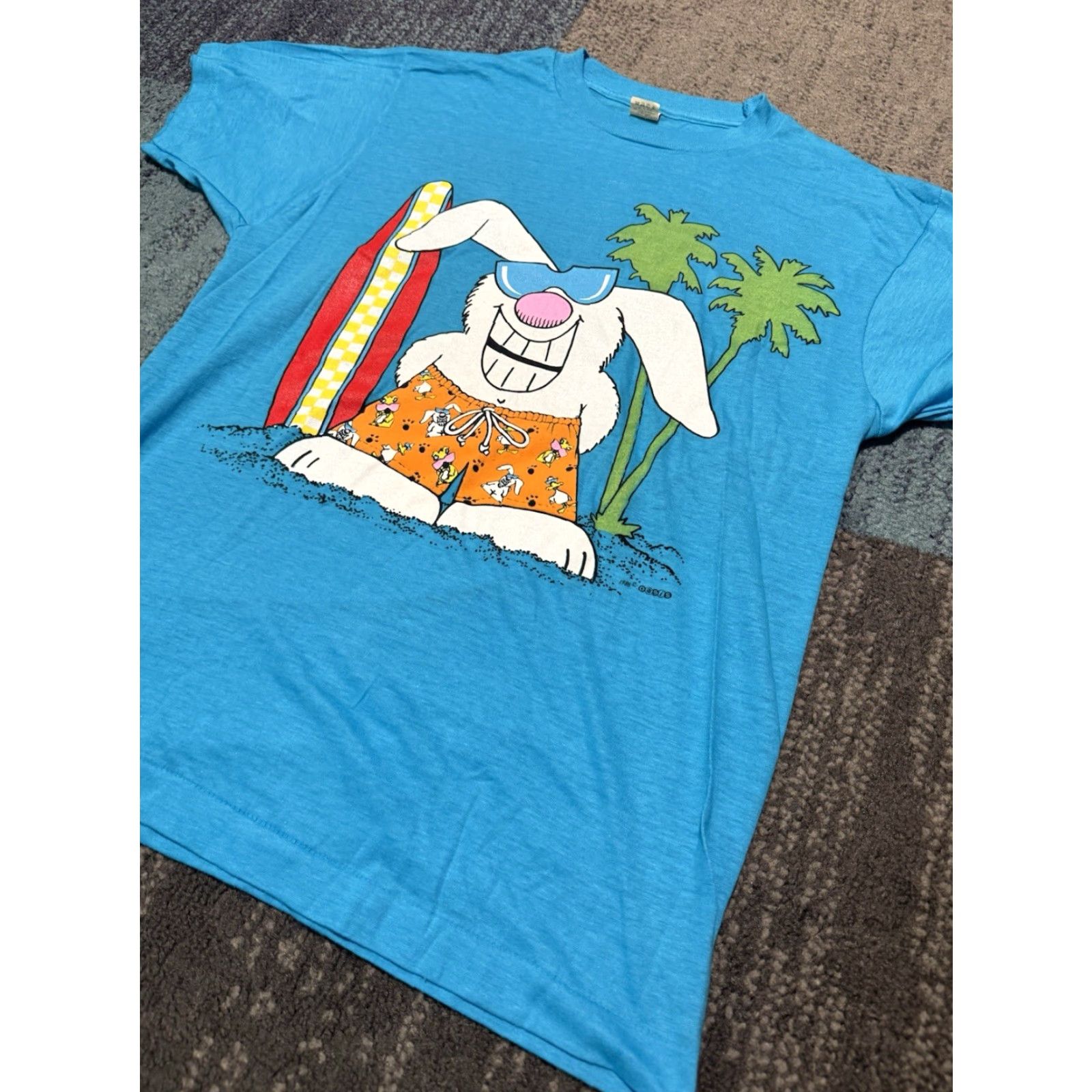 Vintage VINTAGE Screen Stars Beach Bunny Surfer Blue Single Stitch Shirt L USA Mens Graphic Tee Size US L / EU 52-54 / 3 - 4 Thumbnail