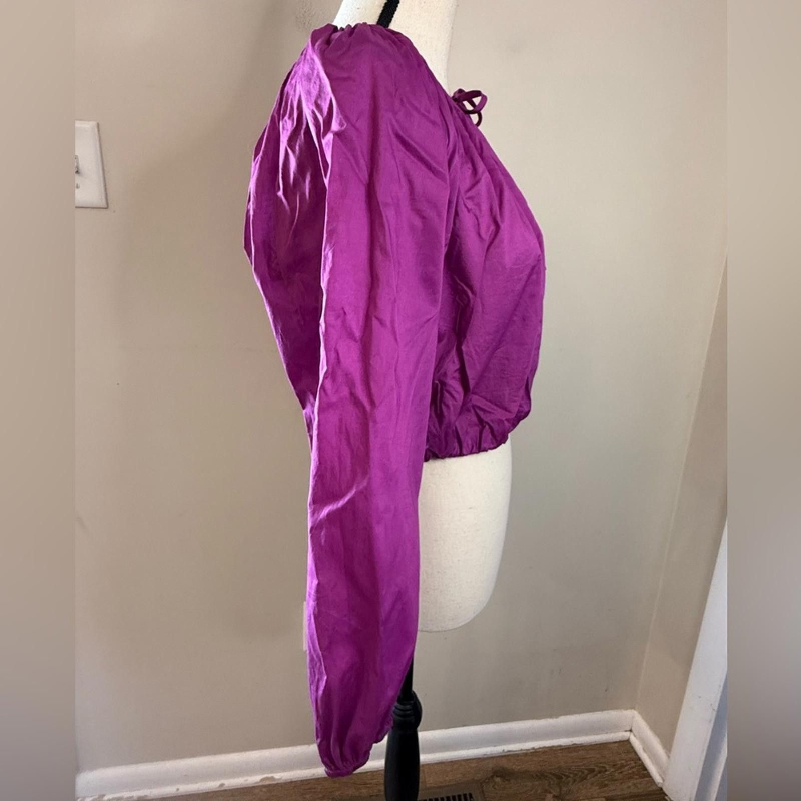 Rails Rails Katie Berry purple crop top V neck full sleeves SZ SM Size S / US 4 / IT 40 - 2 Thumbnail