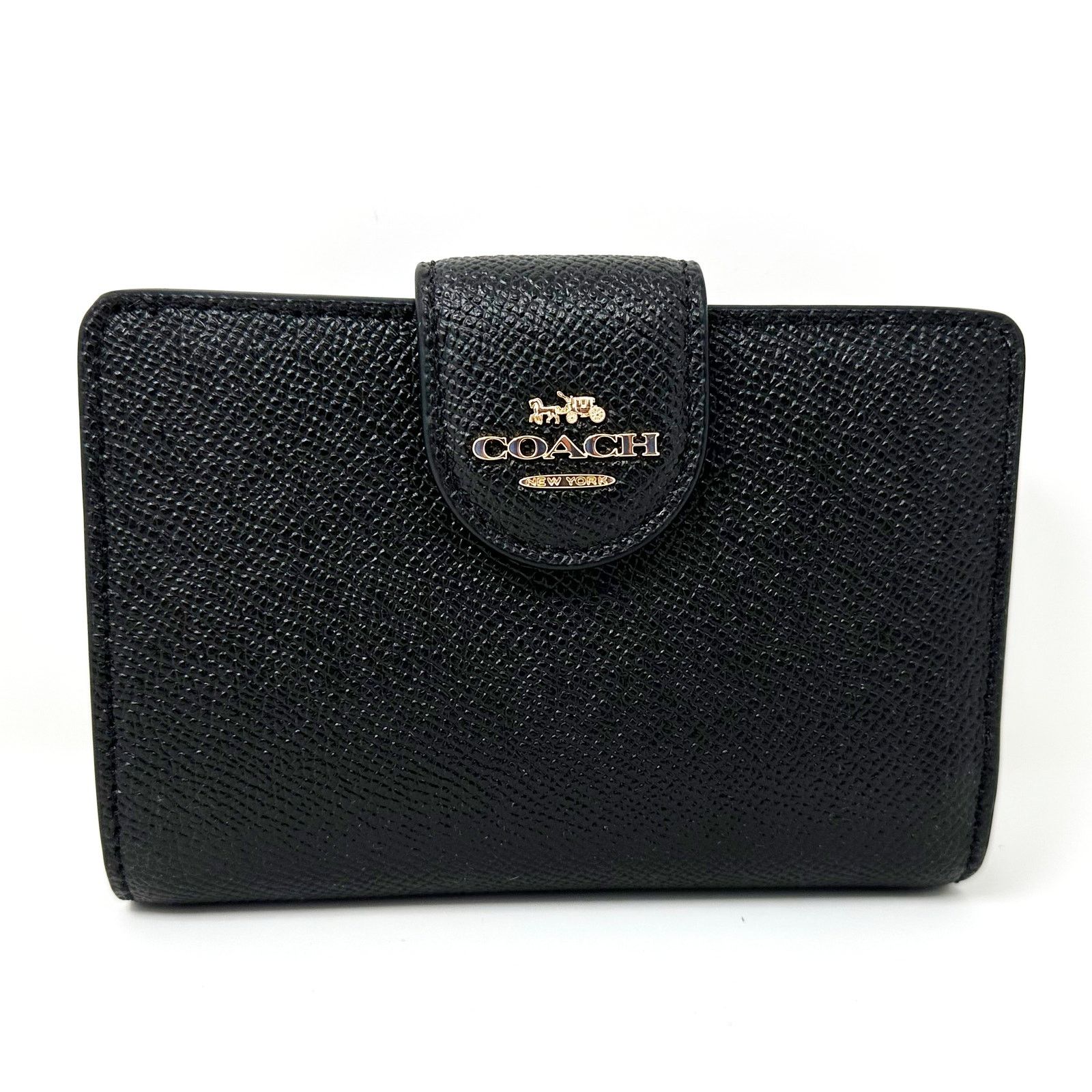 Coach Medium Corner Zip Wallet in Black Leather 6390