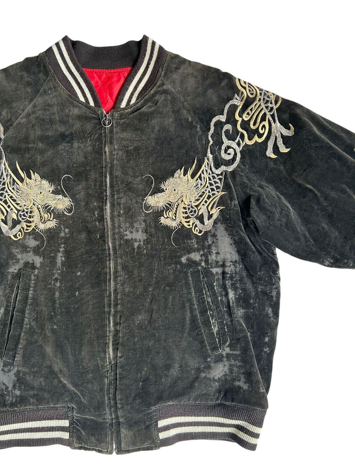 Japanese Brand THRASHED Vintage Sukajan Embroidery Sunfaded Jacket Size US XL / EU 56 / 4 - 4 Thumbnail
