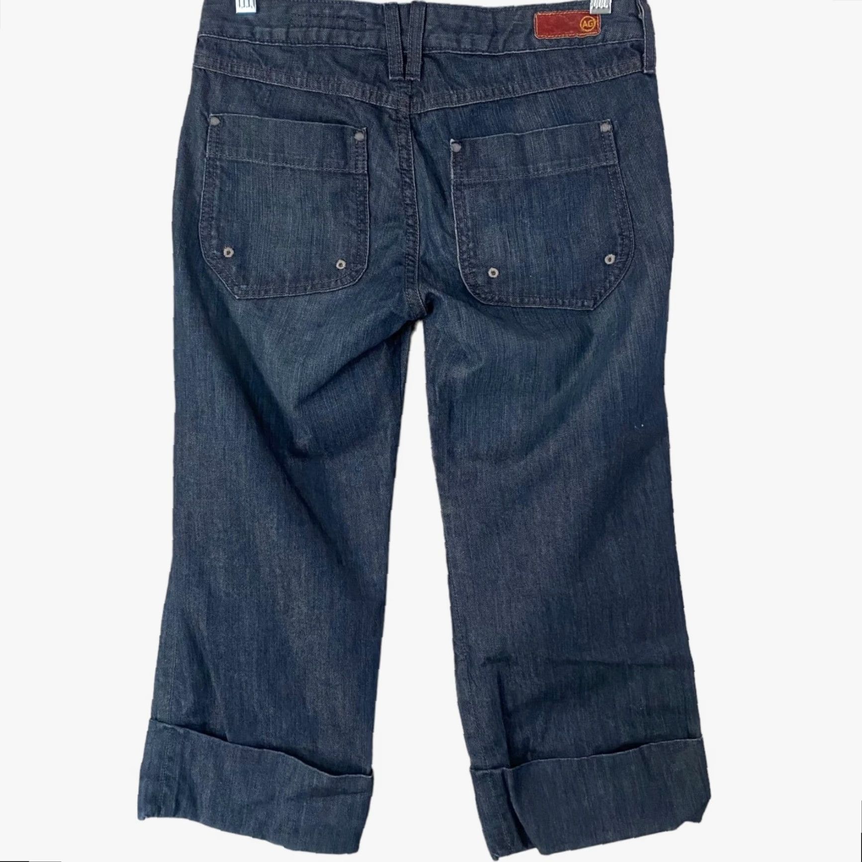 Denime Adriano Goldschmied Jeans Women's 26 Ginger Cuffed Cropped Blue Dark Wash Denim Size 26" / US 2 / IT 38 - 3 Thumbnail