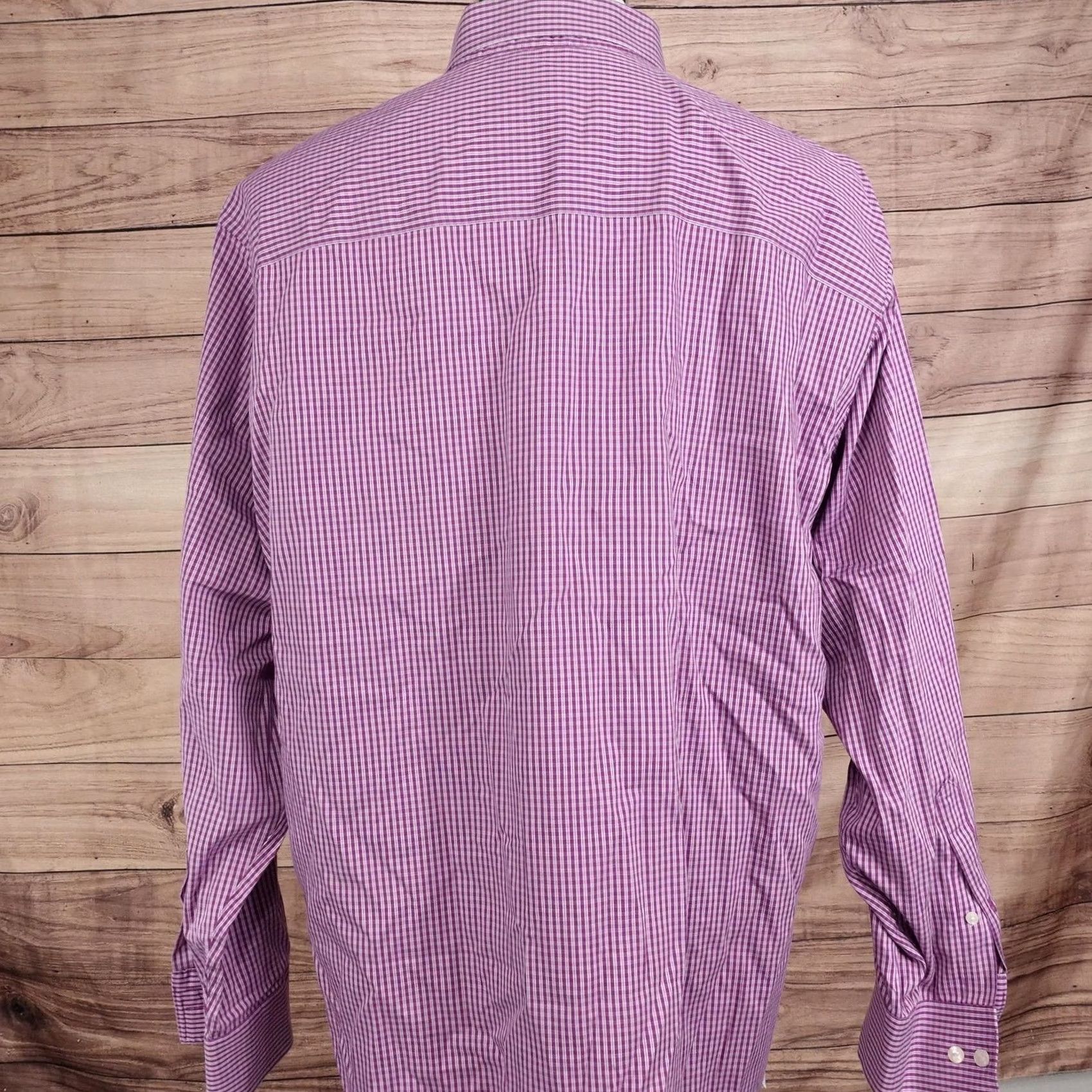Kenneth Cole Kenneth Cole Reaction Dress Shirt Mens XL 17-17.5 34/35 Purple Gingham Non-Iron Dress Shirt Mens XL Purple Gingham Non-Iron Size 46R - 4 Thumbnail