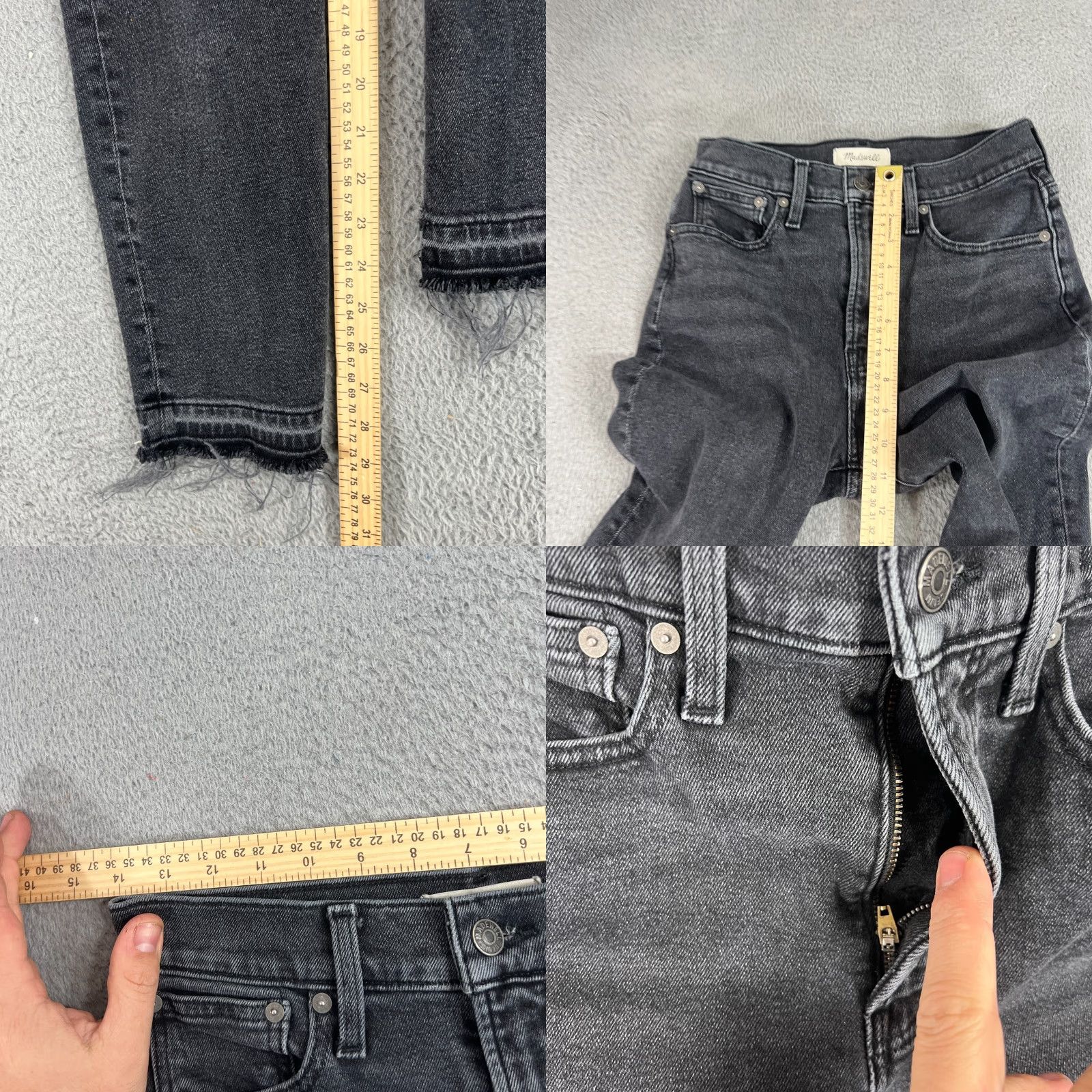 Madewell VINTAGE Madewell Jeans Straight 90s High Rise Frayed Hem 26 Black Denim Cotton 5-Pocket Womens Size 28" / US 6 / IT 42 - 8 Thumbnail