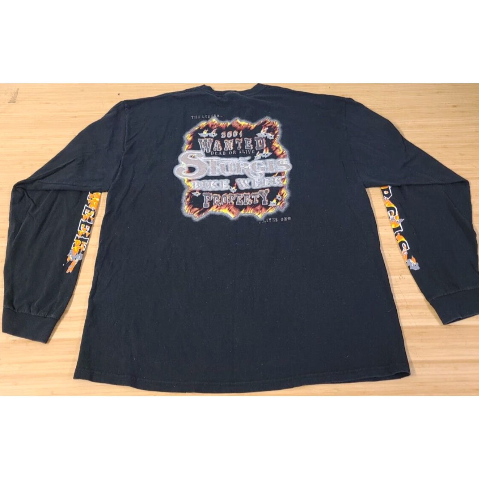 Hanes VINTAGE Hanes Sturgis Shirt Long Sleeve XL Black Skull Graphic 2004 Bike Week Unisex Adults Men Women Shirt Size US XL / EU 56 / 4 - 5 Thumbnail