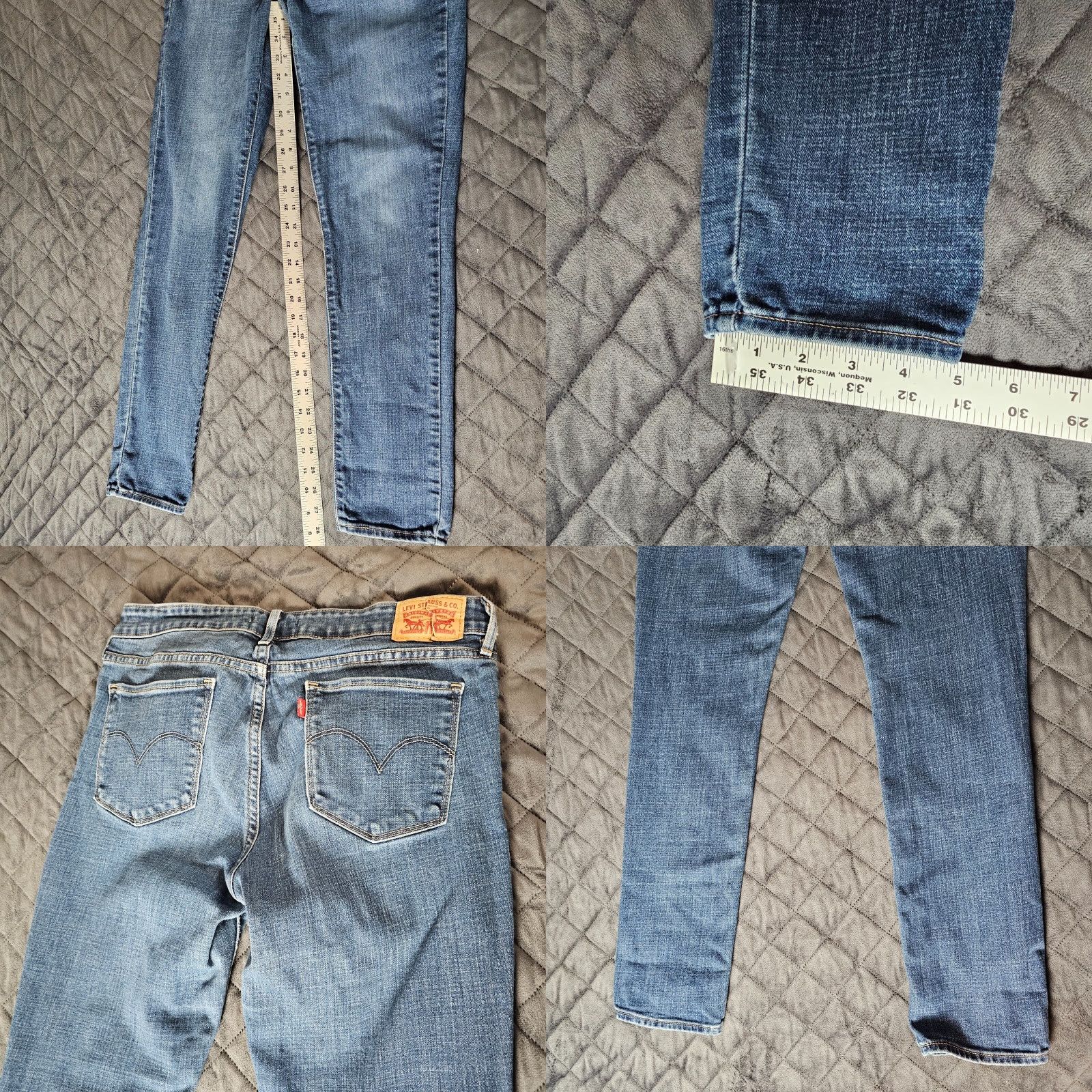 Levi's Levi's 711 Jeans Women's Skinny Medium Wash Denim Color Blue 29 Regular Inseam 28 Stretch Comfort Distressed Size 29 Size 29" - 8 Thumbnail
