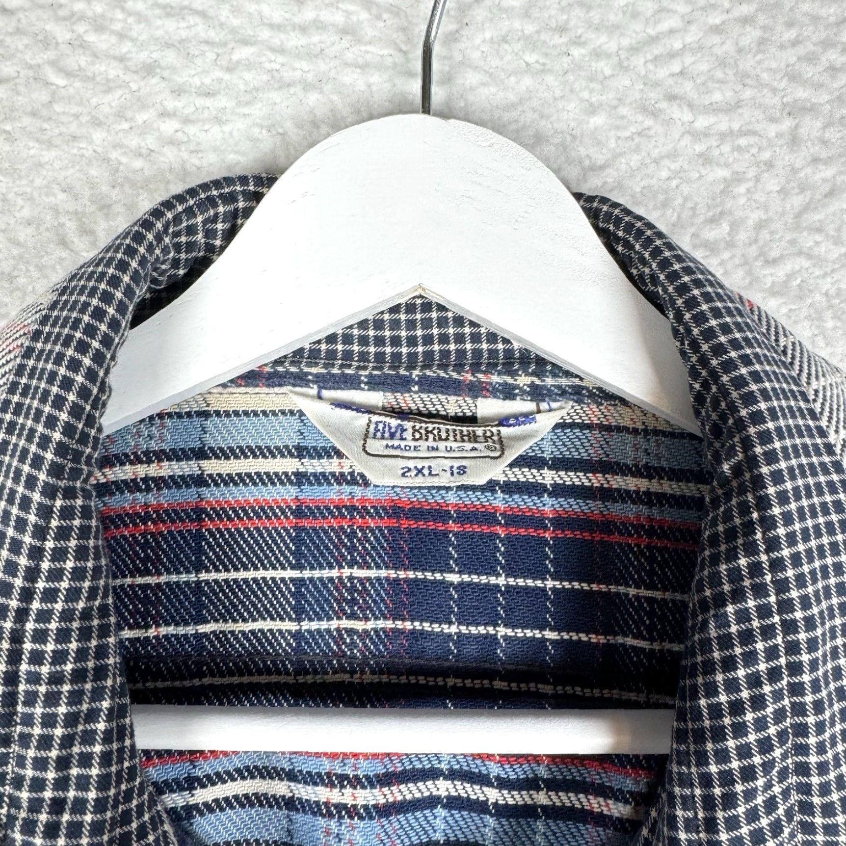 Vintage VINTAGE Five Brothers Plaid Button-Up Shirt Heavy Thick Blue Red White 2XL Mens Long Sleeve Button-Up Shirt - 2XL, Blue Red White, Vintage, Mens Size US XXL / EU 58 / 5 - 3 Thumbnail