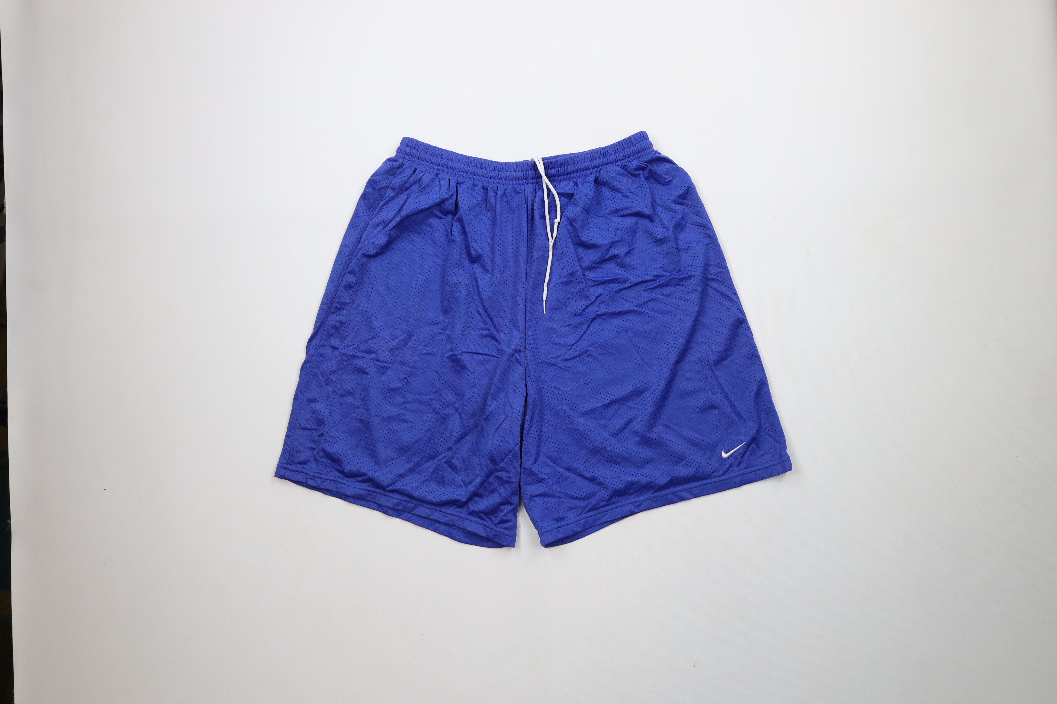Nike × Vintage Vintage Y2K Nike Swoosh Above Knee Mesh Shorts Royal Blue Size US 36 / EU 52 - 1 Thumbnail