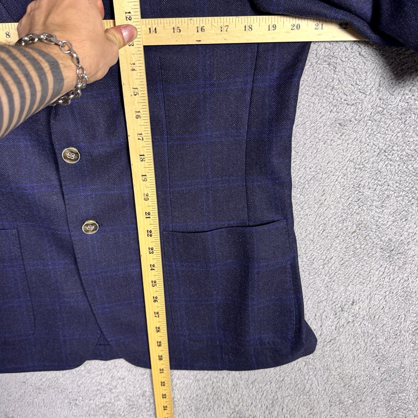 Peter Millar Peter Millar Sport Coat Men M Wool Windowpane Crown Crafted Fall Check Soft Blue Size US M / EU 48-50 / 2 - 6 Thumbnail