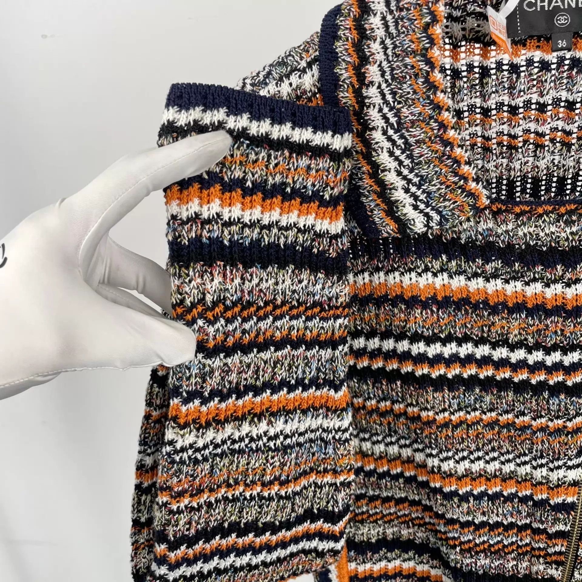 Chanel CHANEL Striped Knit Cardigan 36 Size XS / US 0-2 / IT 36-38 - 8 Thumbnail