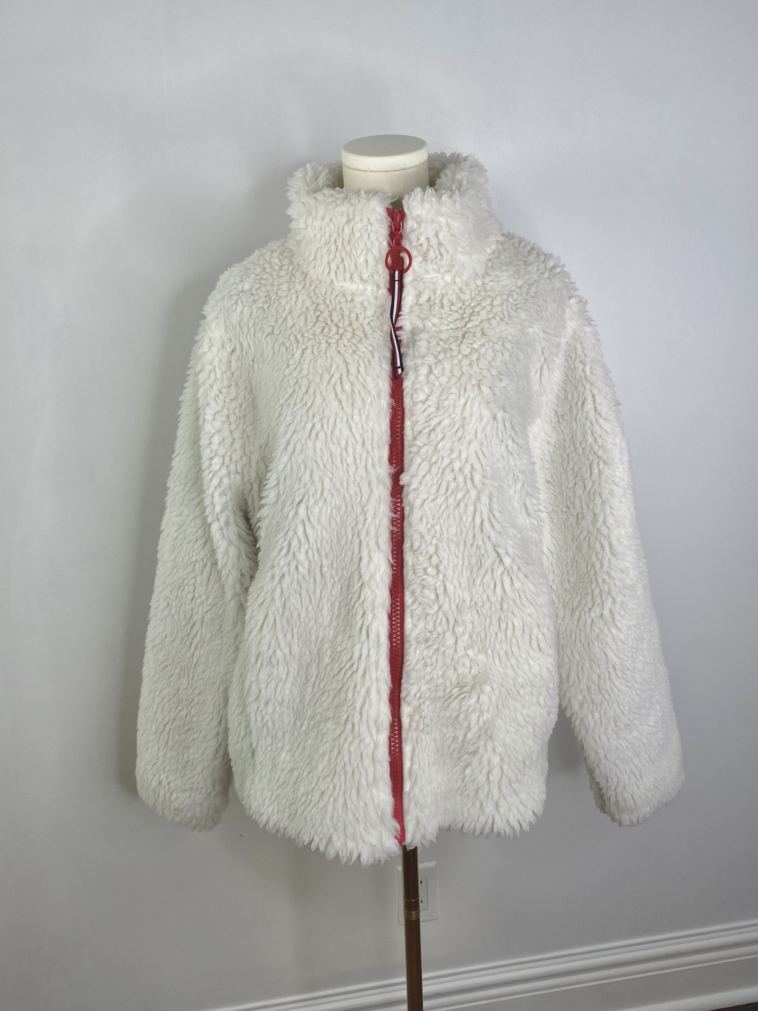 Tommy Hilfiger Tommy Hilfiger - White Faux Shearling Winter Zip-Up Jacket Size L / US 10 / IT 46 - 2 Thumbnail