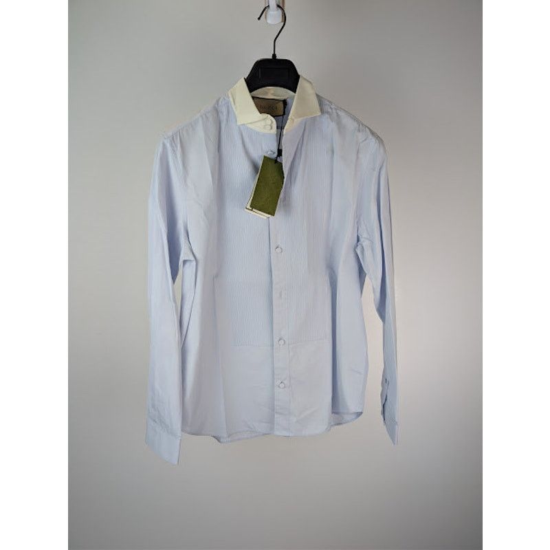 Gucci o1rshd1 Piece Dyed Popeline Boxy Shirt in Baby Blue / Mix Size US M / EU 48-50 / 2 - 1 Thumbnail