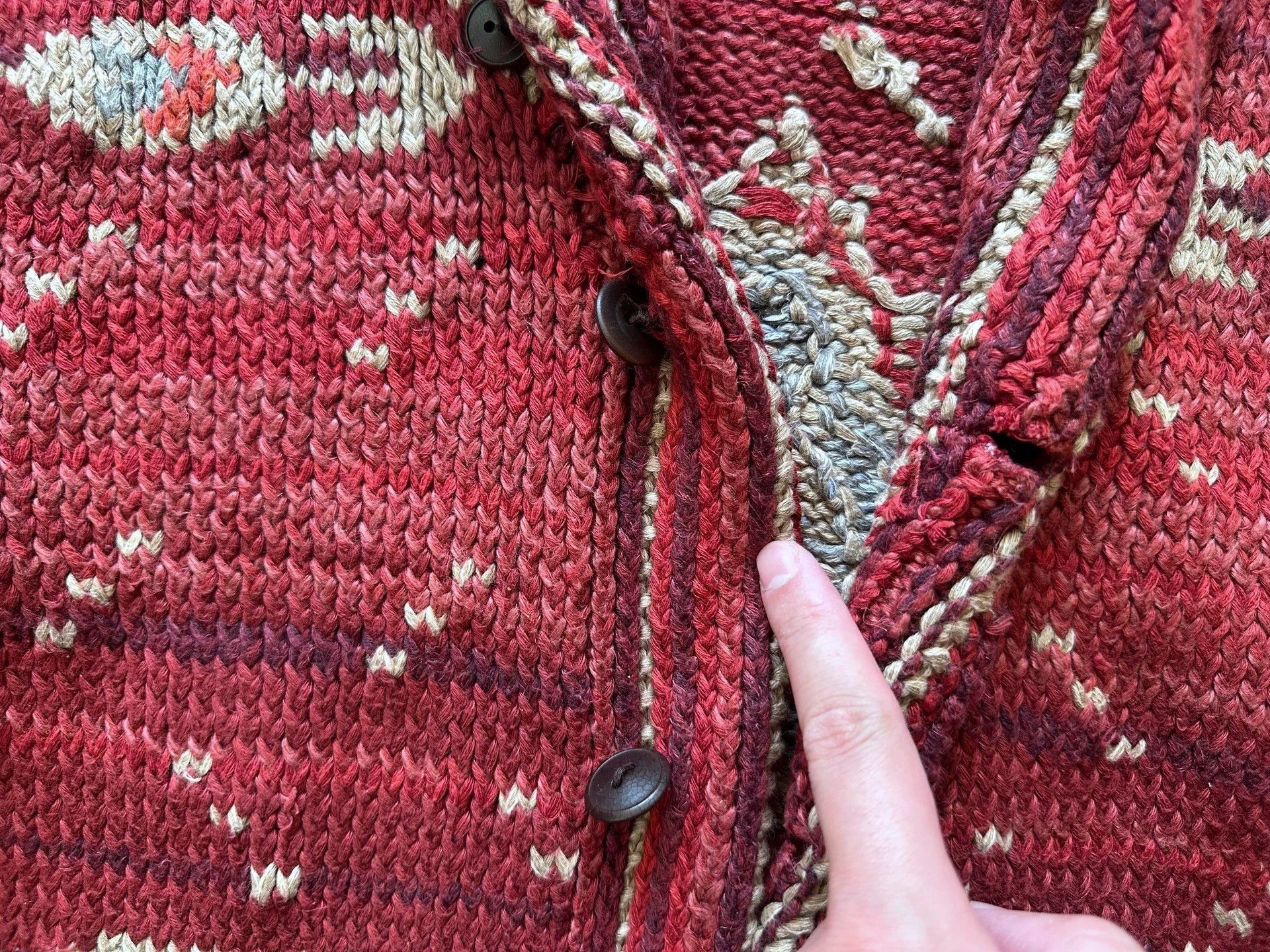 RRL Ralph Lauren Red Patterned Button-Front Knit Cardigan Size US XXS / EU 40 - 9 Thumbnail