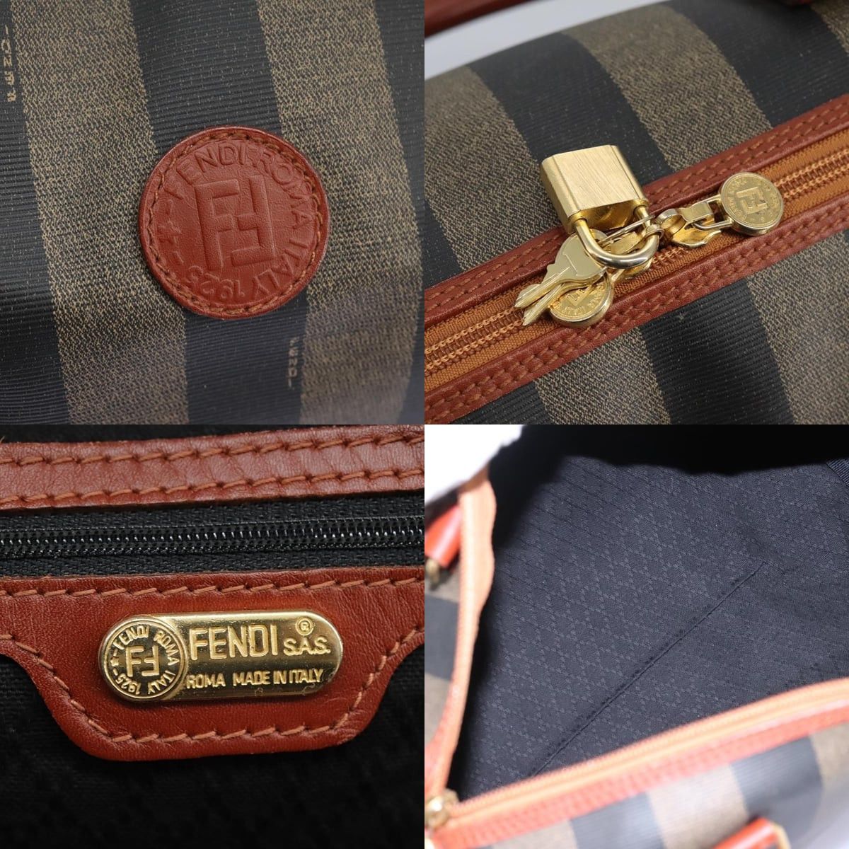 Fendi FENDI Pecan Canvas Boston Bag Black Brown Size ONE SIZE - 11 Thumbnail
