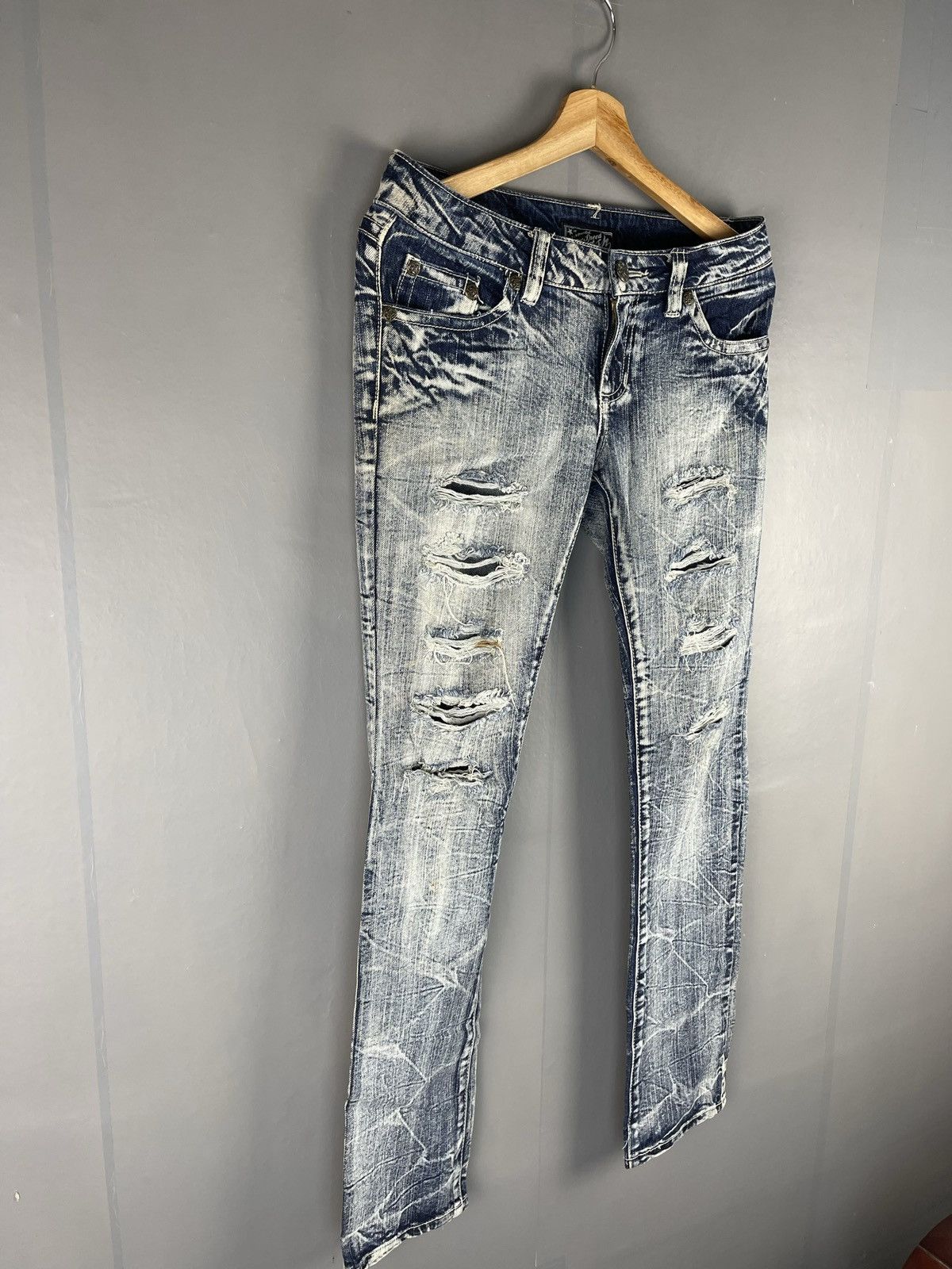 If Six Was Nine × Japanese Brand × Vintage VINTAGE SKY BOMBER Style Acid Grey Ripped Denim Pants Size US 30 / EU 46 - 3 Thumbnail