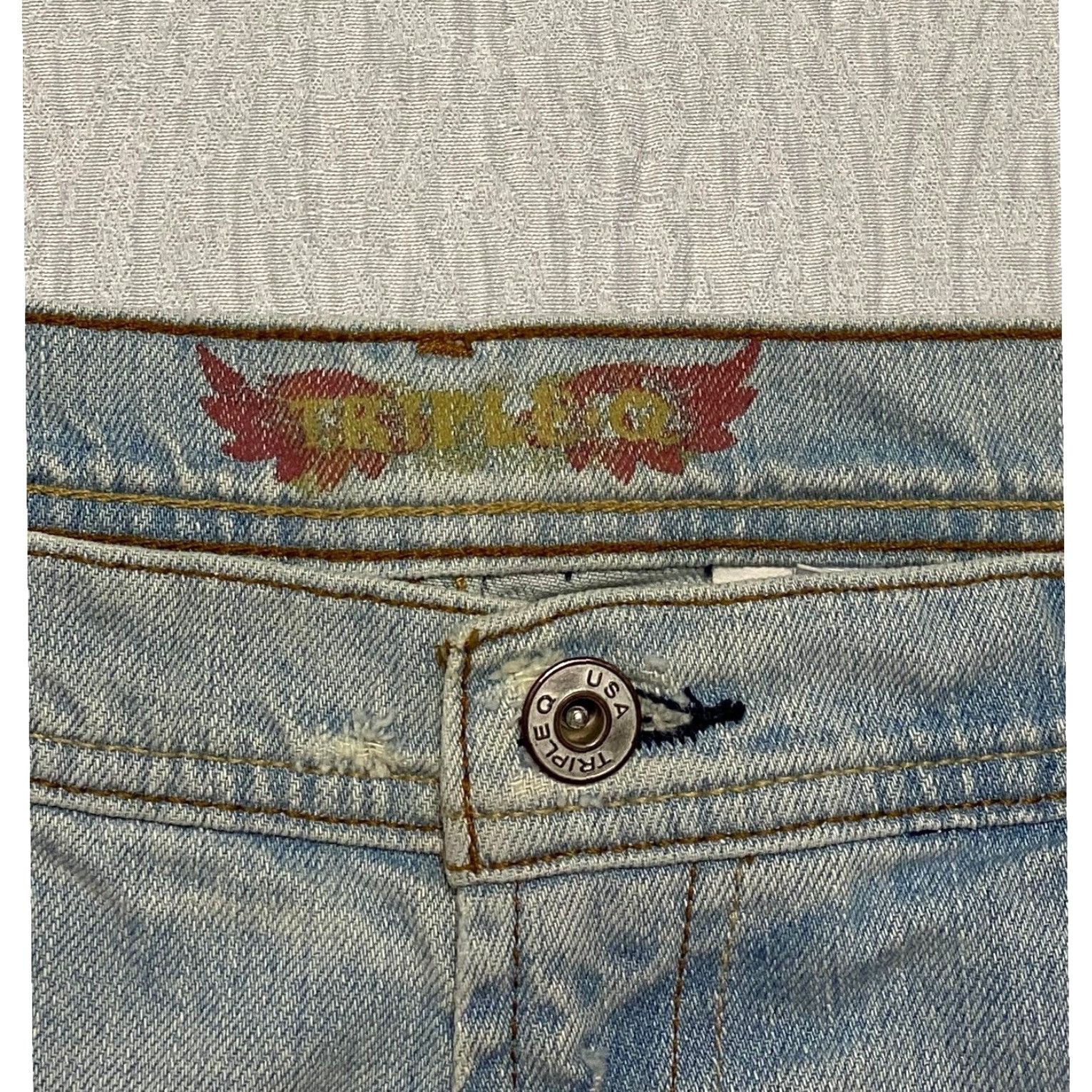 Denime VINTAGE Triple Q Deluxe Denim Bootcut Jeans Size 13 Light Wash Pockets Size 34" / US 12 / IT 48 - 5 Thumbnail