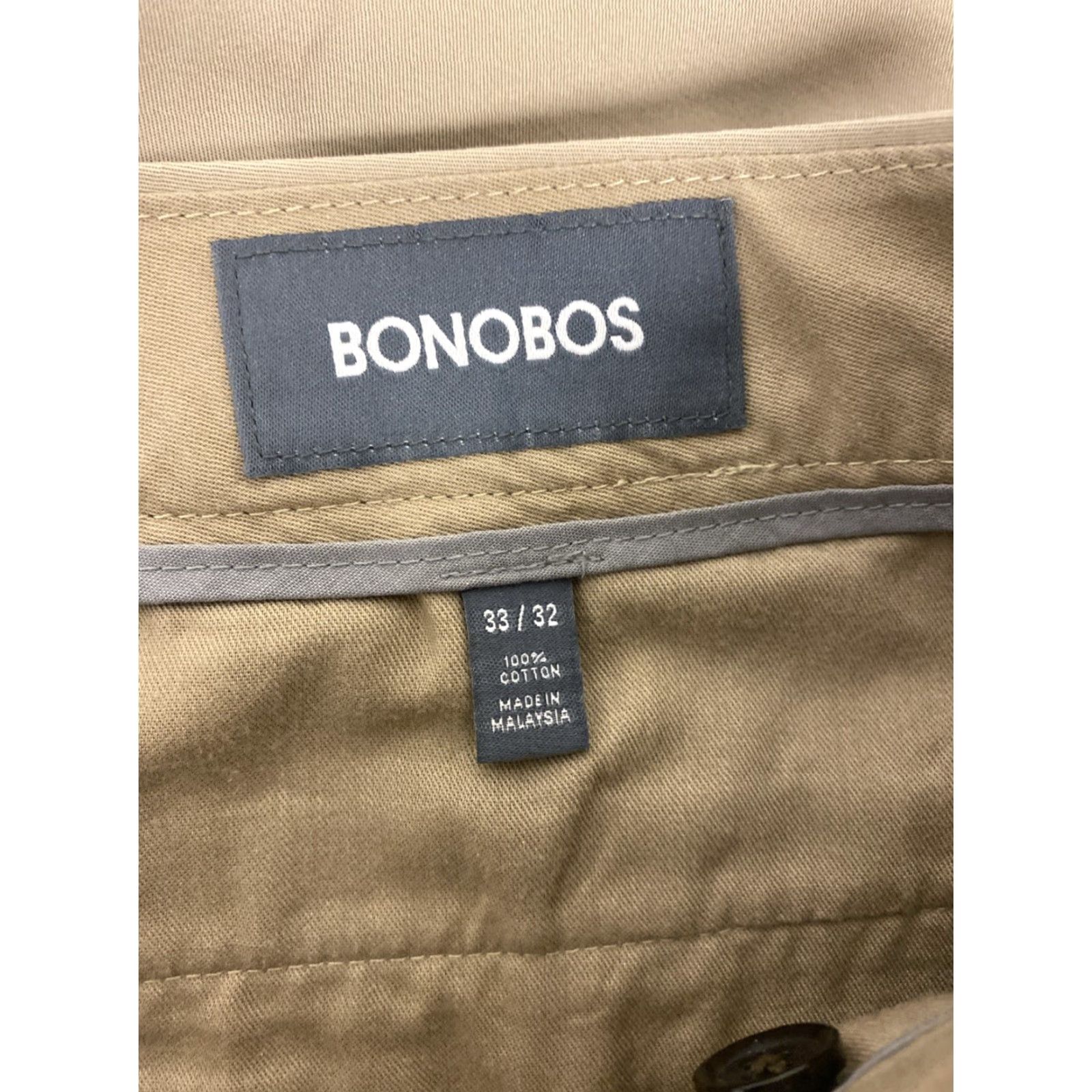 Bonobos Bonobos Chino Pants Mens 33x32 Khaki Straight Regular Cotton Zip Button Closure Pockets Everyday/Business Casual Travel 90s? No, but avoid. Size US 33 - 7 Thumbnail