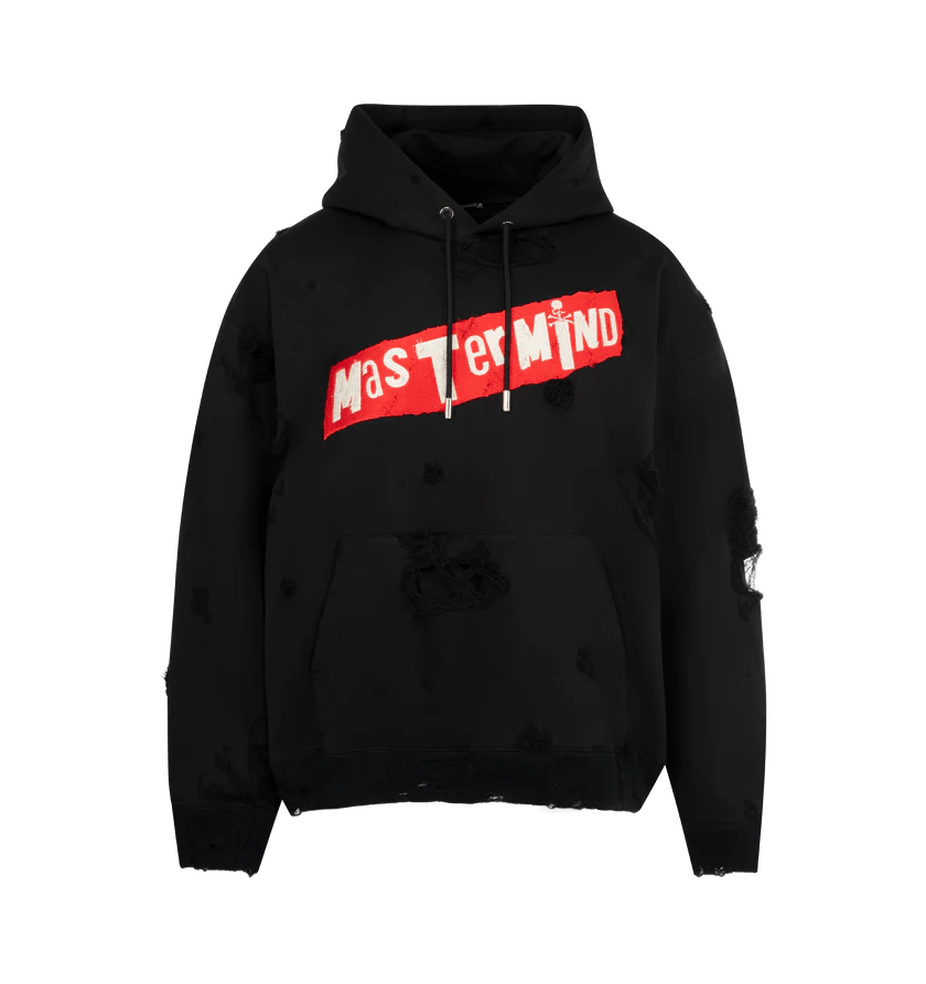 Mastermind Japan o1h1sh11225 Distressed Hoodie in Black Size US M / EU 48-50 / 2 - 1 Thumbnail