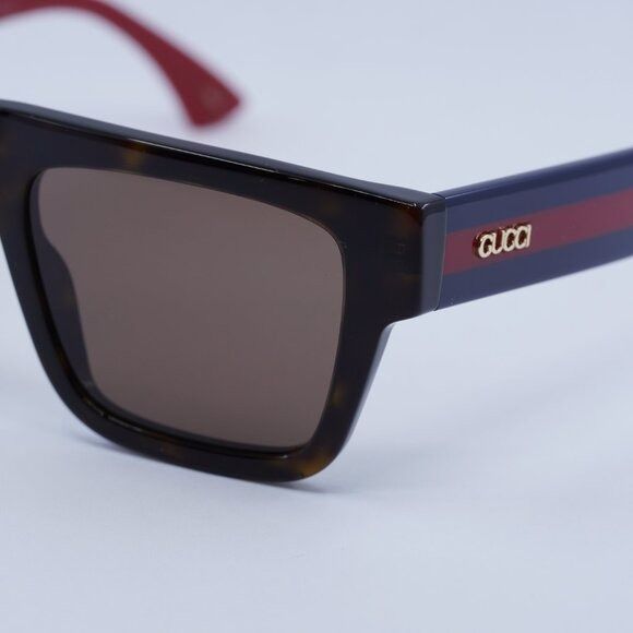 Gucci Gucci GG1868S 002 Sunglasses Havana/Blue/Red Square Frame Size ONE SIZE - 8 Thumbnail