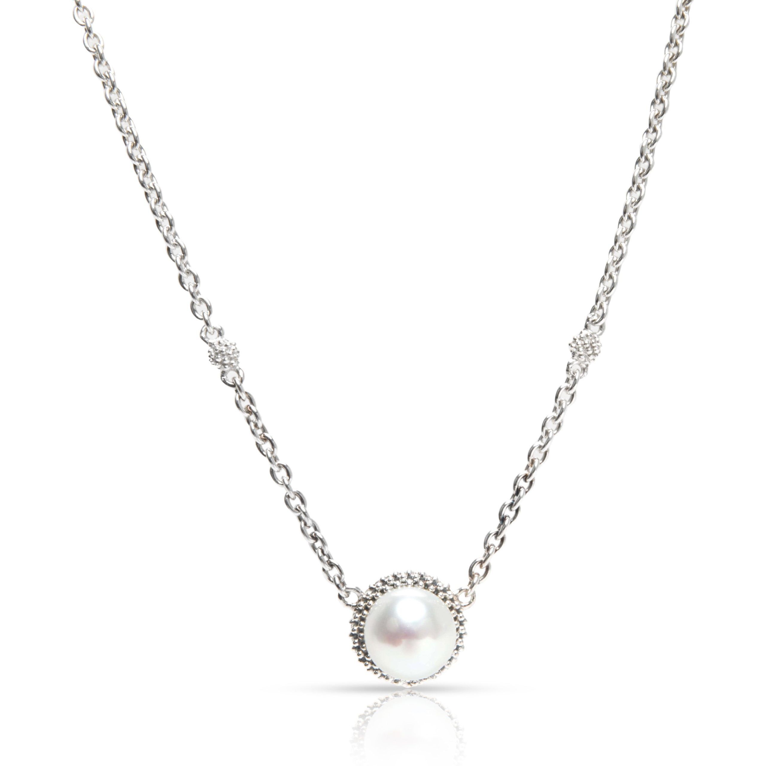 Lagos Luna Pearl Necklace with Caviar Beads in Sterling Silver