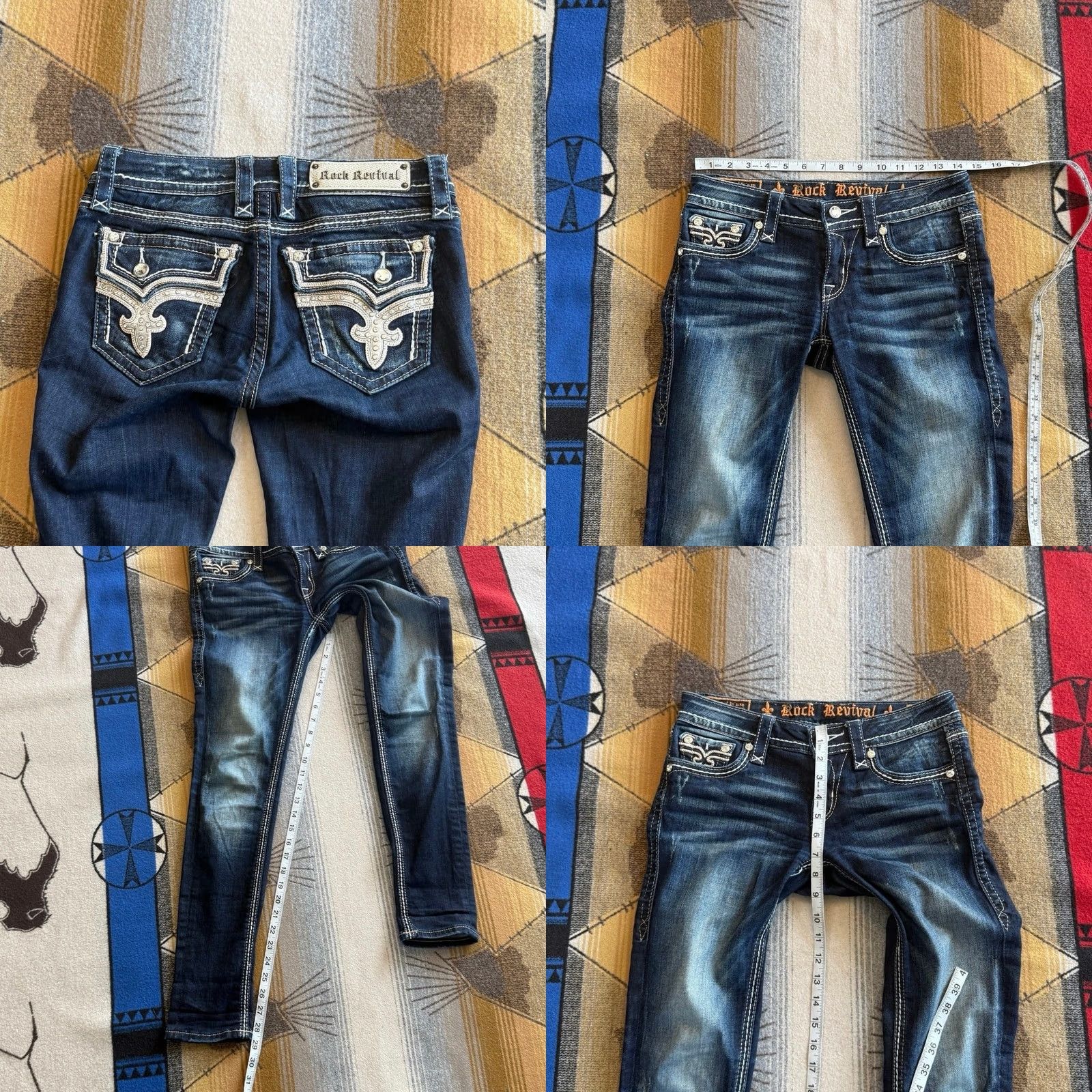 Vintage VINTAGE Rock Revival Jeans Womens 29 Kai Ankle Skinny Blue Y2K Grunge Measure 28x28 Size 26" / US 2 / IT 38 - 8 Thumbnail