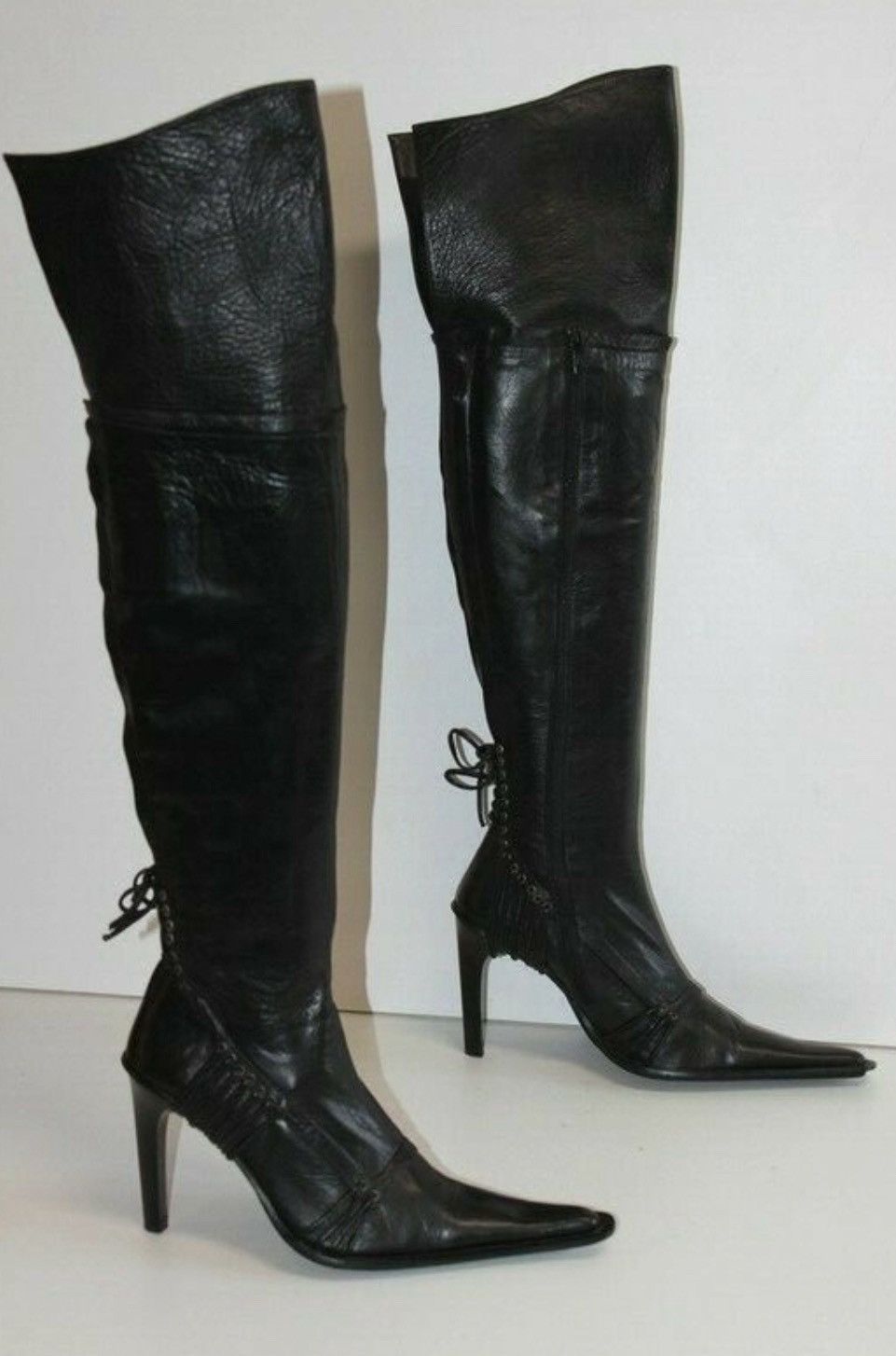 Edgy Genuine leather black high boots 40