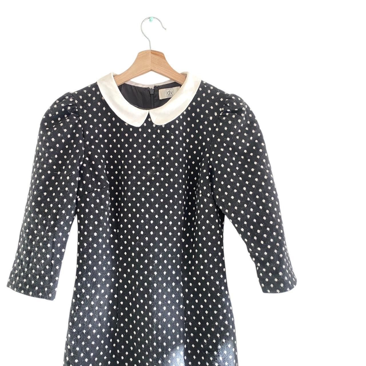Dolce Vita DOLCE VITA BLACK POLKA DOT COLLARED MINI DRESS SMALL WOOL Size S / US 4 / IT 40 - 6 Thumbnail