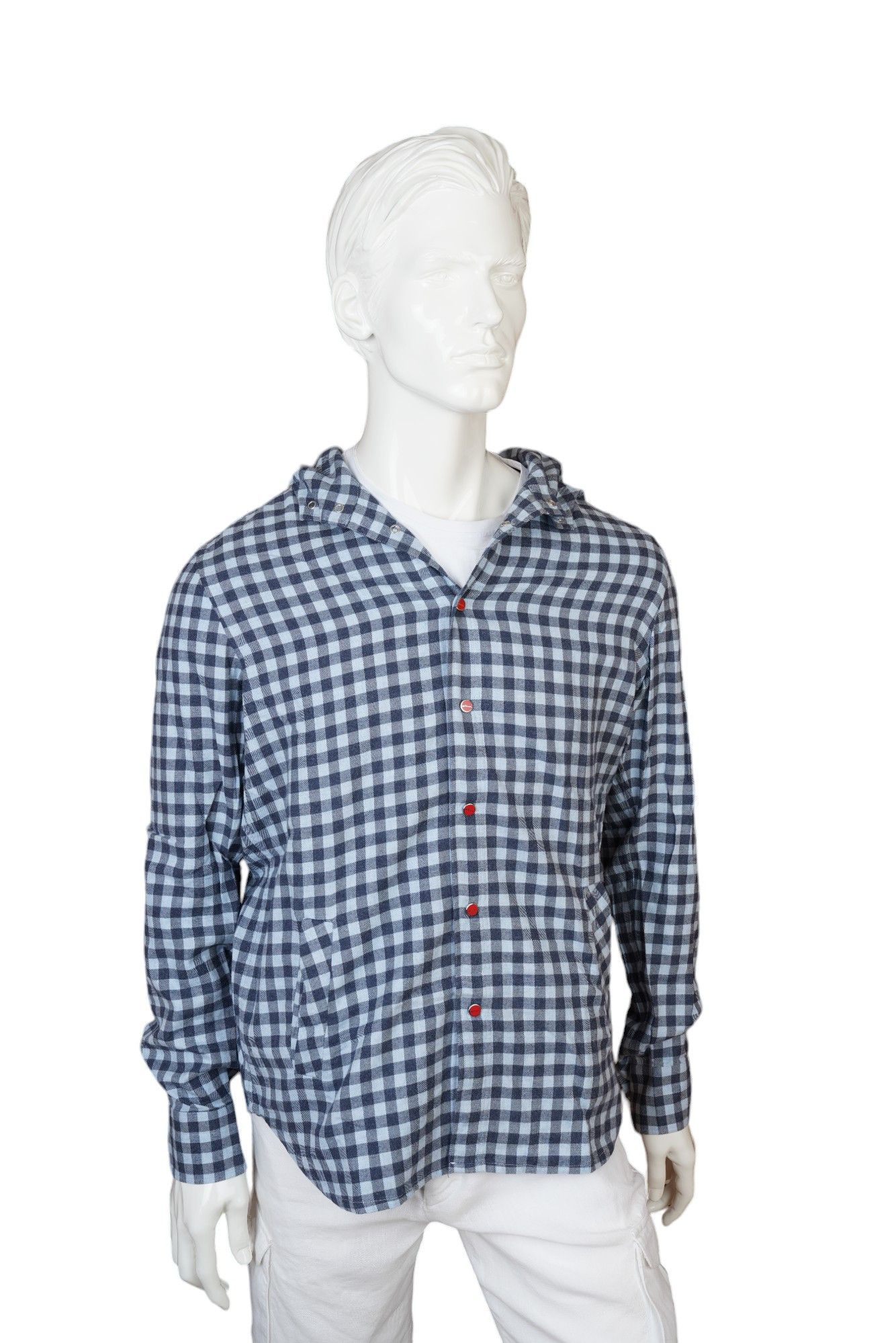 Kiton Overshirt Cashmere with Hood blue L