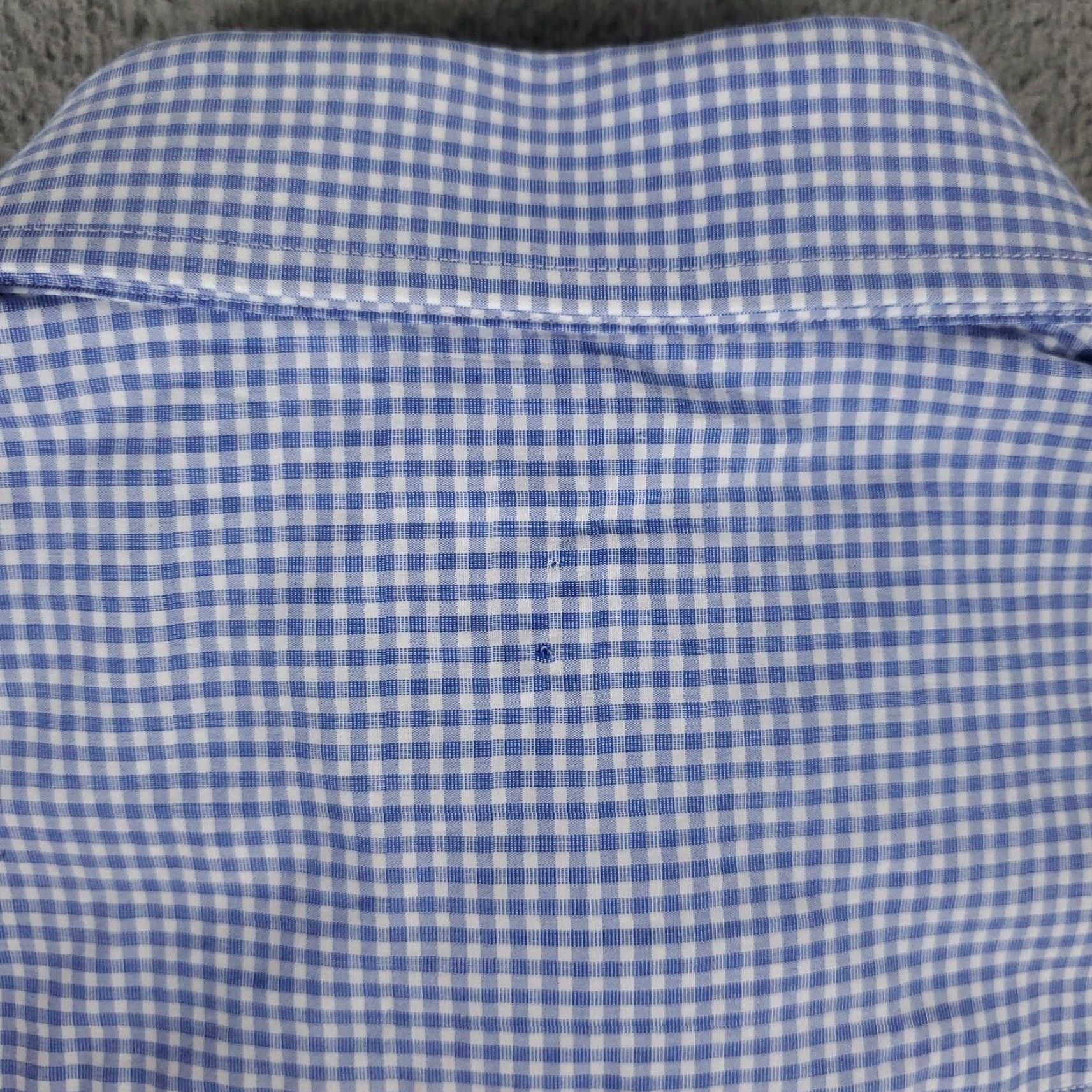 David Donahue David Donahue Dress Shirt Mens Size 17 Blue Check Long Sleeve Button Up Regular Fit Size 46R - 3 Thumbnail