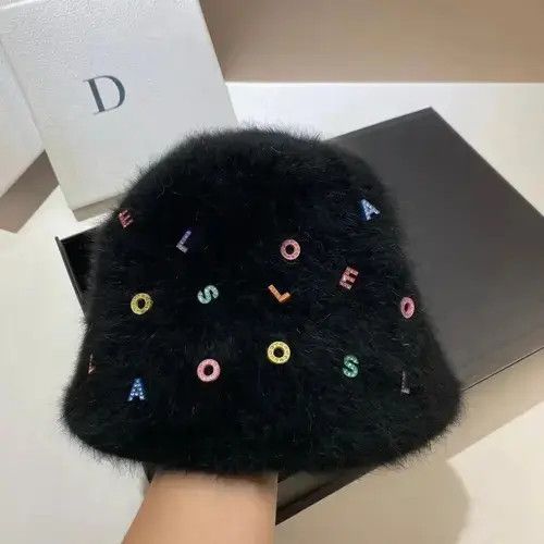 Japanese Brand Fashionable colorful letters rabbit hair bucket hat Size ONE SIZE - 1 Thumbnail