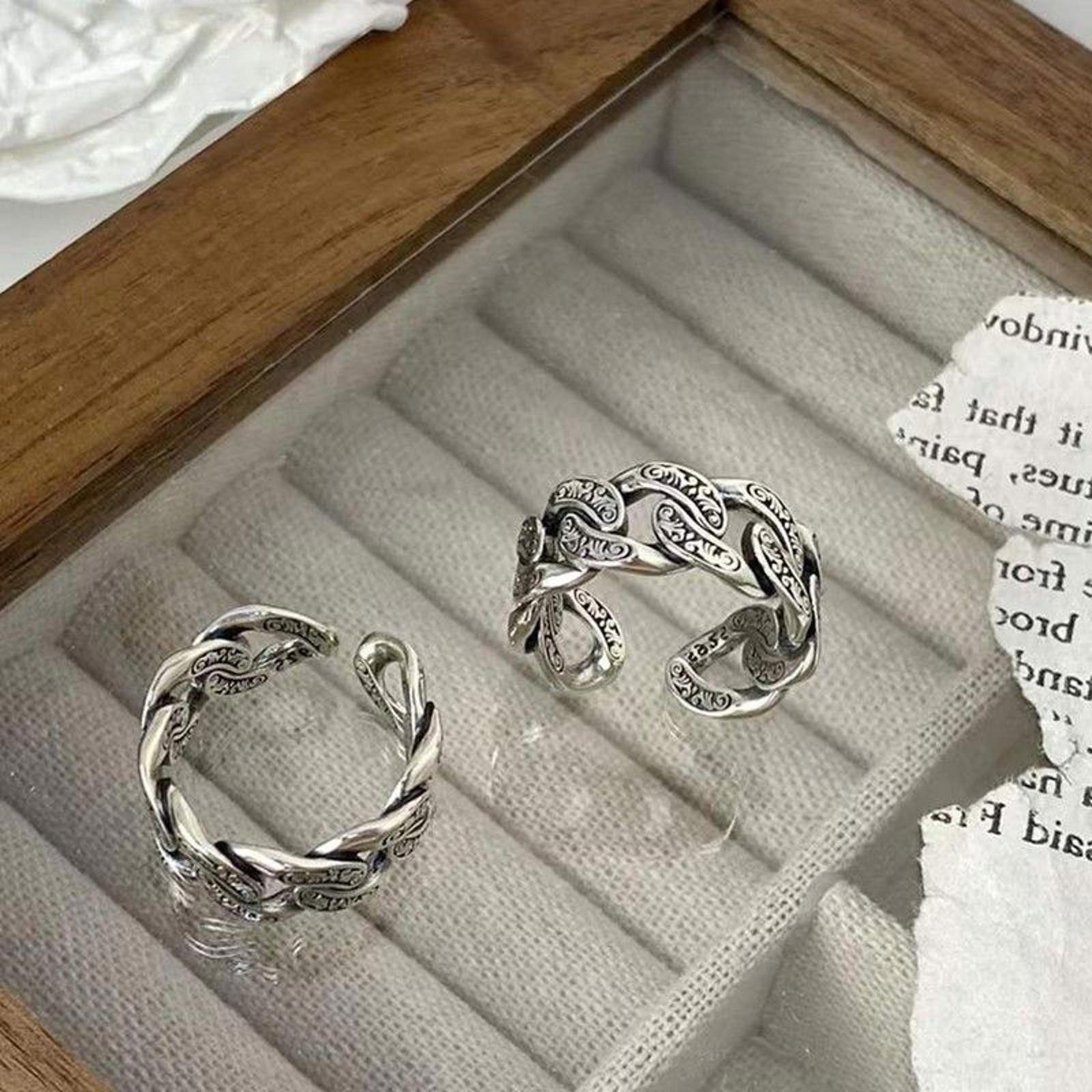 Jewelry Cuban Link Ring, Hollow Ring Size ONE SIZE - 4 Thumbnail
