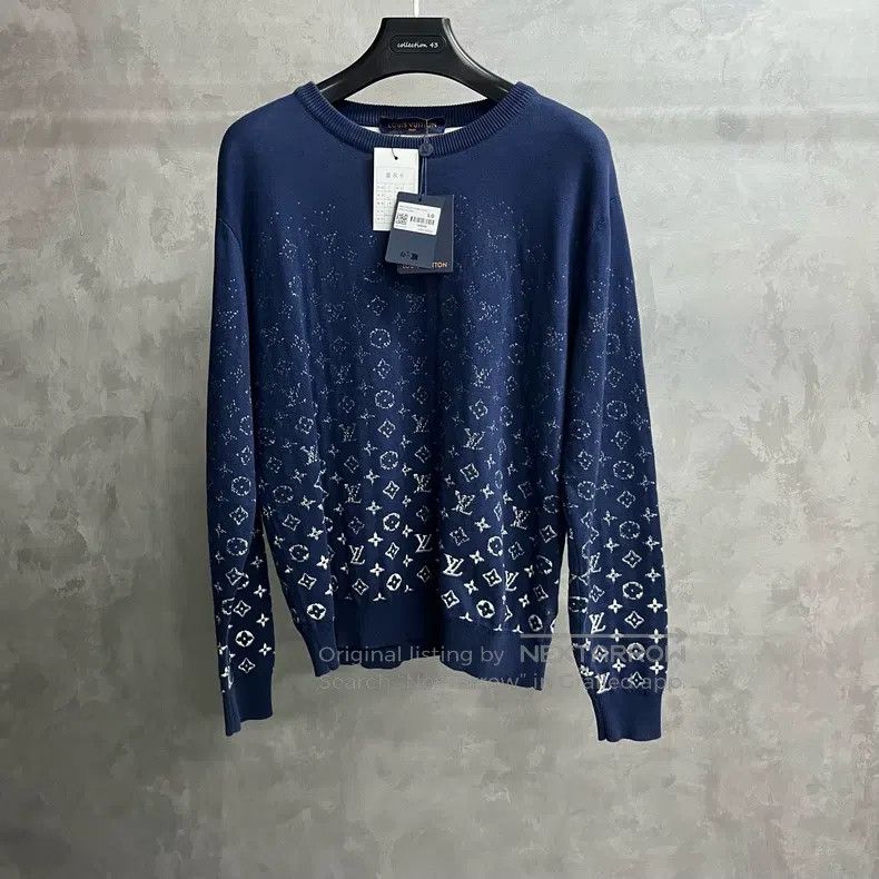 Louis Vuitton Louis Vuitton Blue Logo Jacquard Accent Crew Neck Long Sle Size US L / EU 52-54 / 3 - 1 Thumbnail
