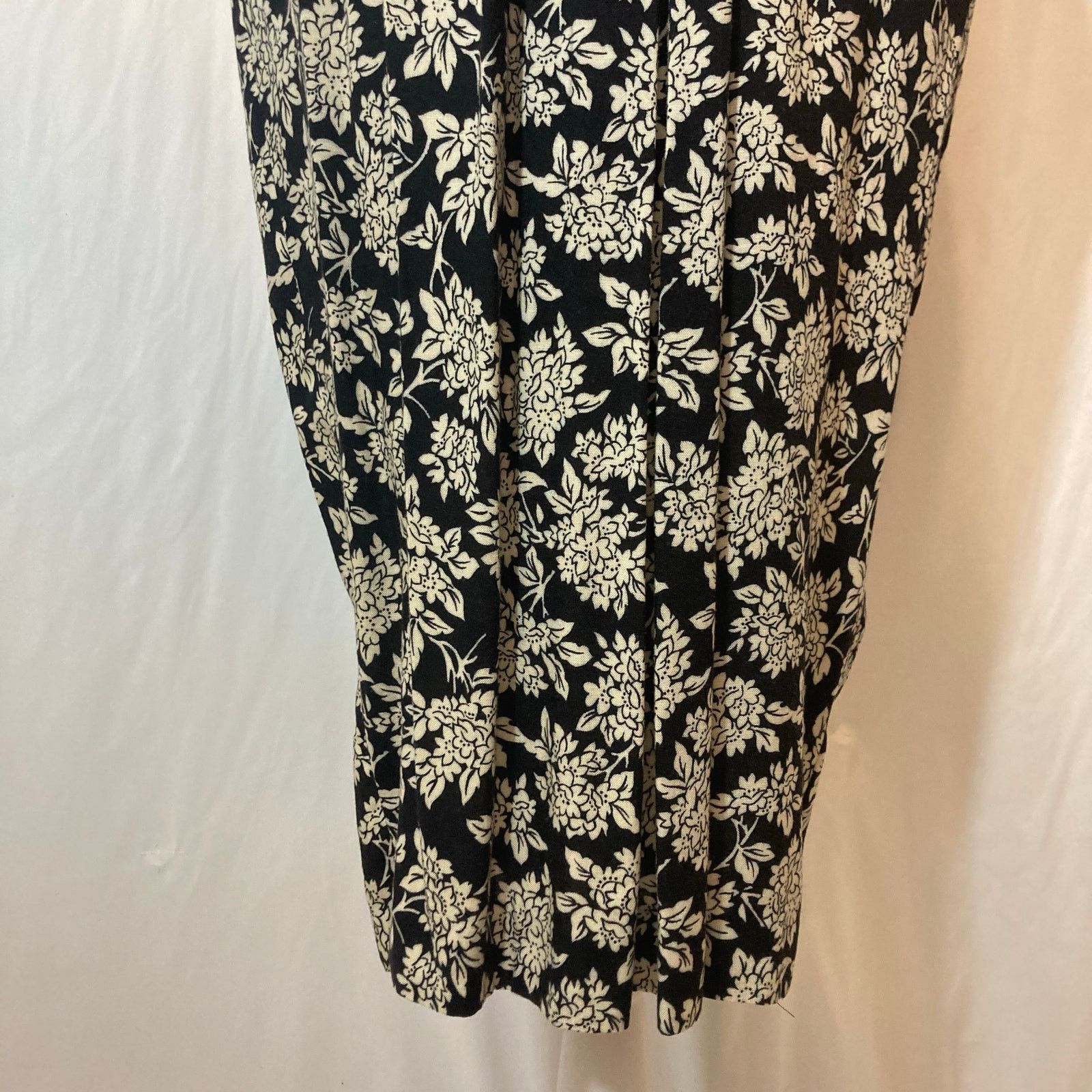 Other Jane Singer Black Ivory Floral Shoulder Pads Bow Midi Dress Size L / US 10 / IT 46 - 5 Thumbnail
