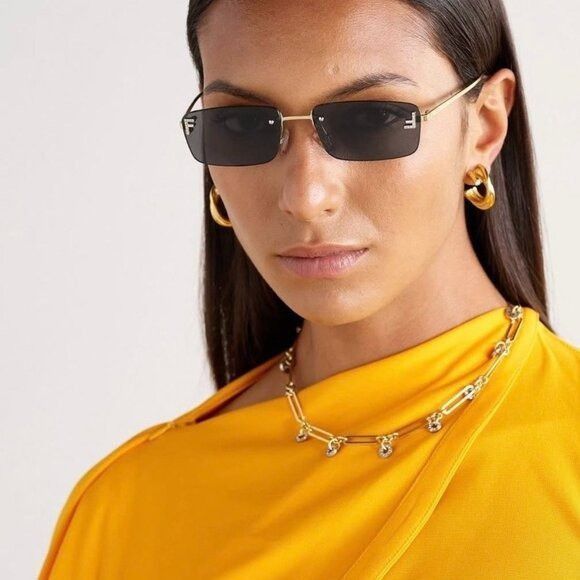 Fendi Fendi FE4172US 16X Sunglasses Shiny Palladium Rectangle Size ONE SIZE - 3 Thumbnail
