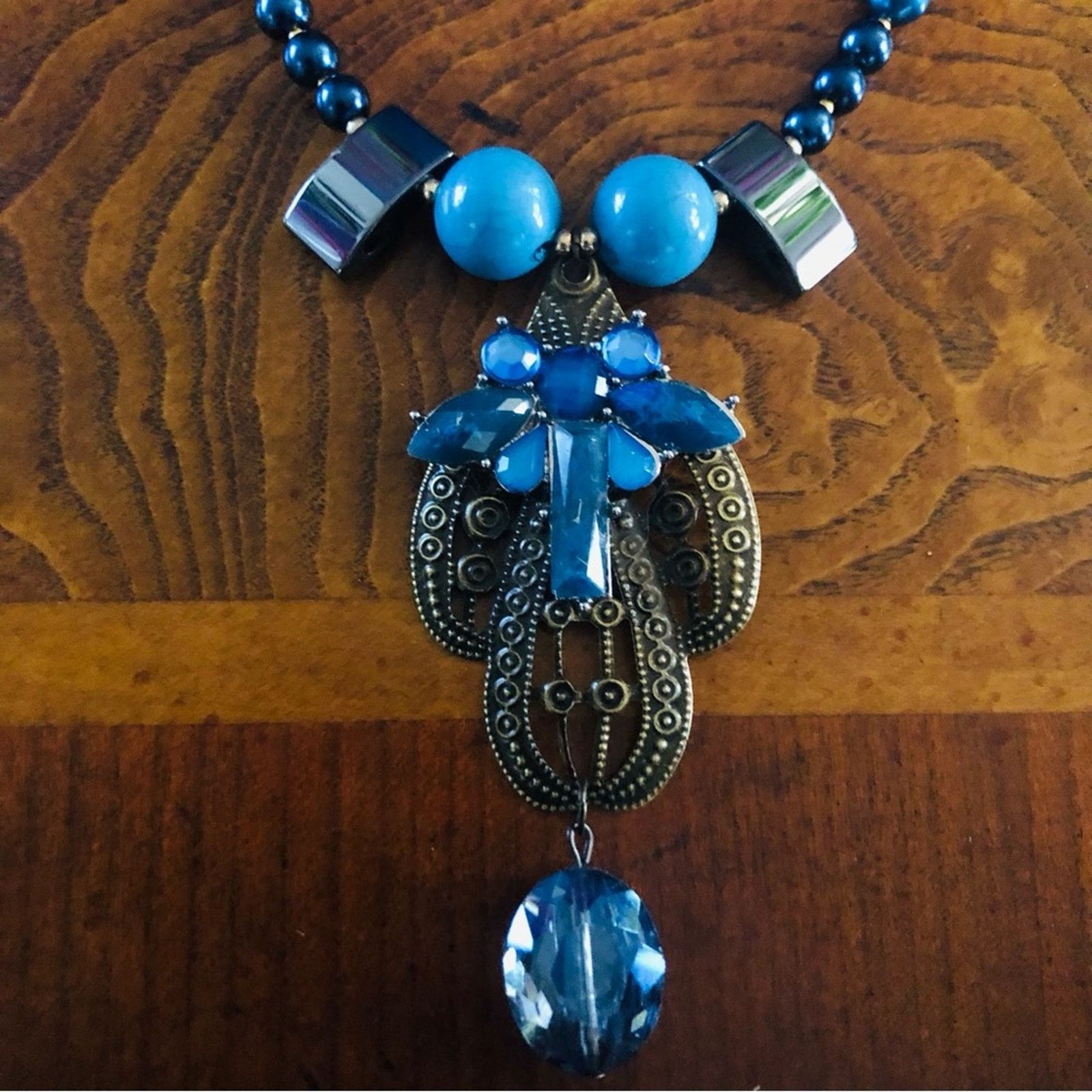 Handmade Handcrafted repurpose peacock freshwater Pearl necklace Size ONE SIZE - 9 Thumbnail