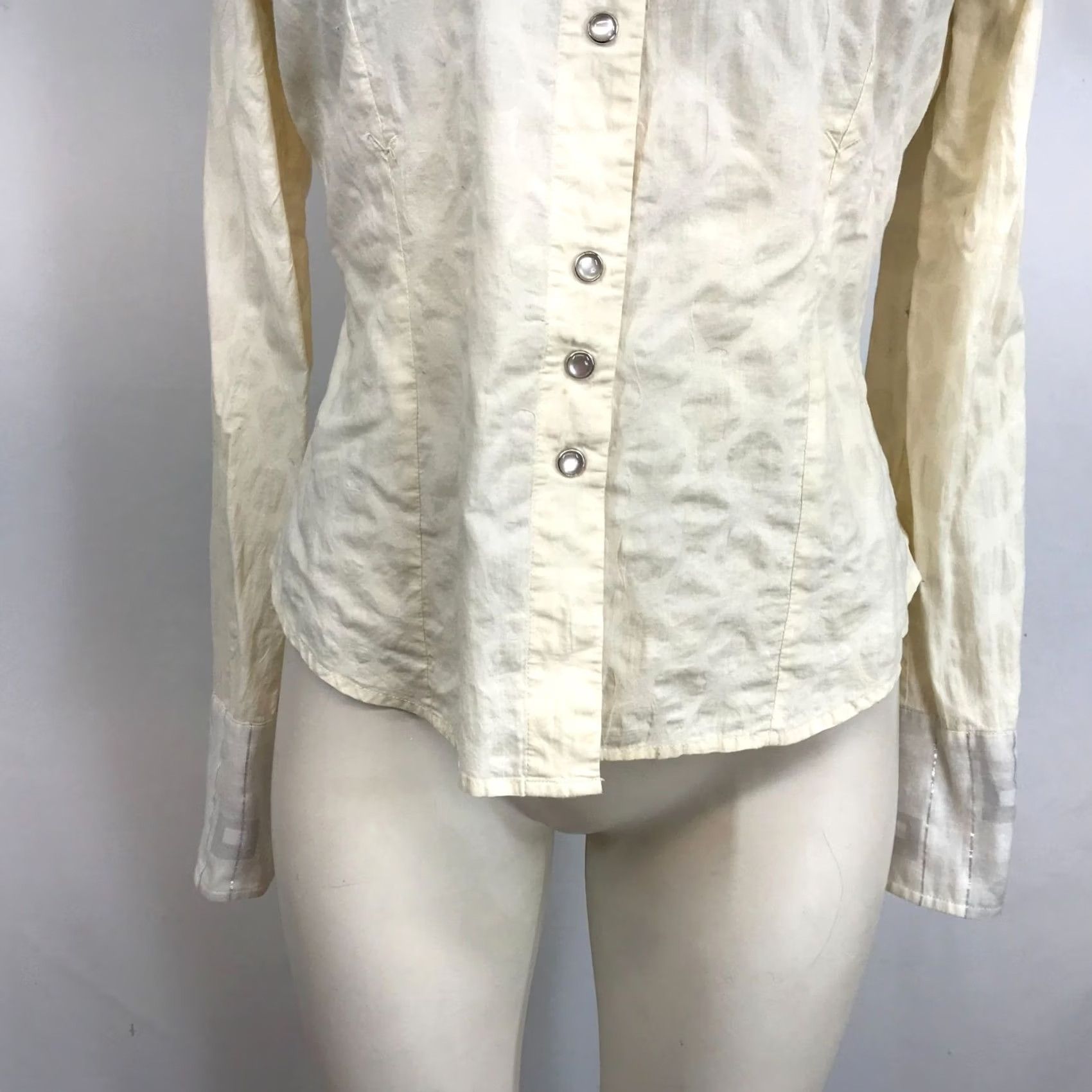 Vintage J & COUTURE WOMEN'S S CREAM LONG SLEEVE SNAP WESTERN SHIRT Shirt Western Girls? Size S / US 4 / IT 40 - 3 Thumbnail