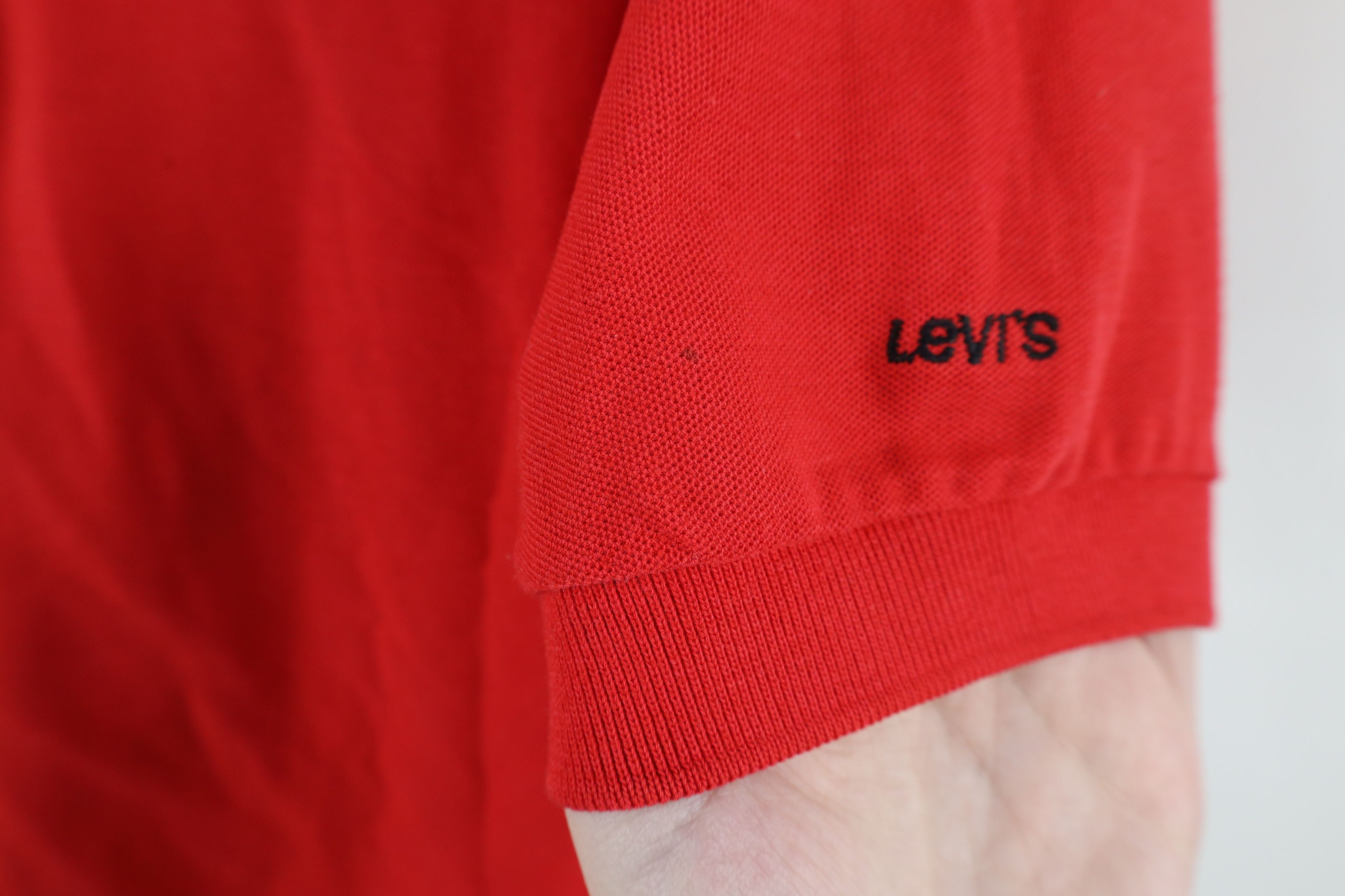 Levi's × Vintage Vintage 80s Levis Spell Out Knit Short Sleeve Polo Shirt Red Size US M / EU 48-50 / 2 - 5 Thumbnail