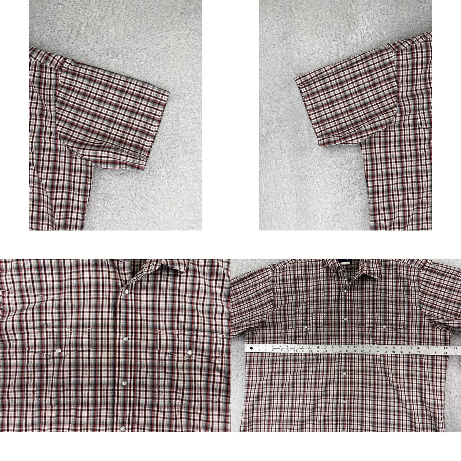 Wrangler Wrangler Shirt Mens 2XL XXL Red Black Plaid Western Pearl Snap Short Sleeve Size US XXL / EU 58 / 5 - 8 Thumbnail