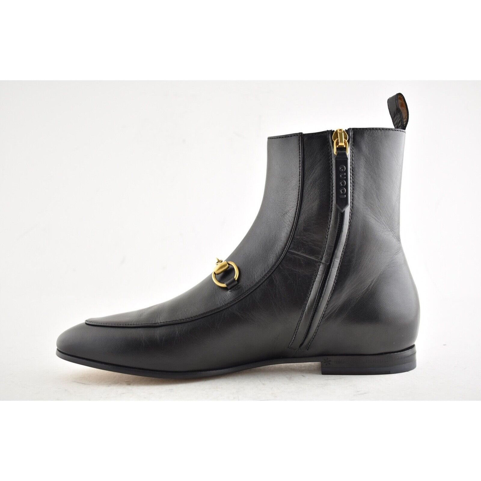 Gucci Gucci New Jordaan Black Leather Horsebit Short Chelsea Size US 5 / IT 35 - 8 Thumbnail