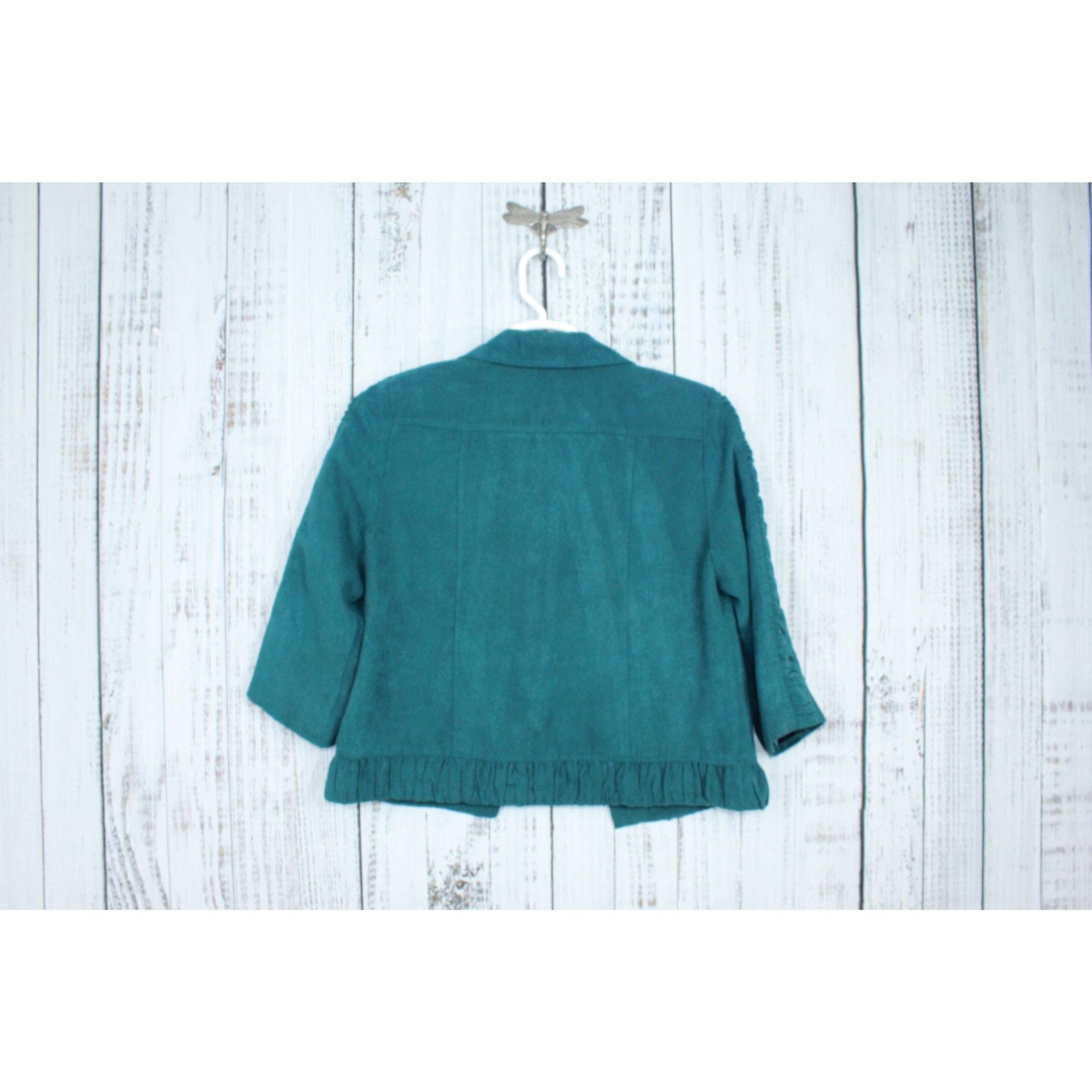 Other Christopher & Banks Green Suede Ruffle Button Jacket Size M / US 6-8 / IT 42-44 - 6 Thumbnail