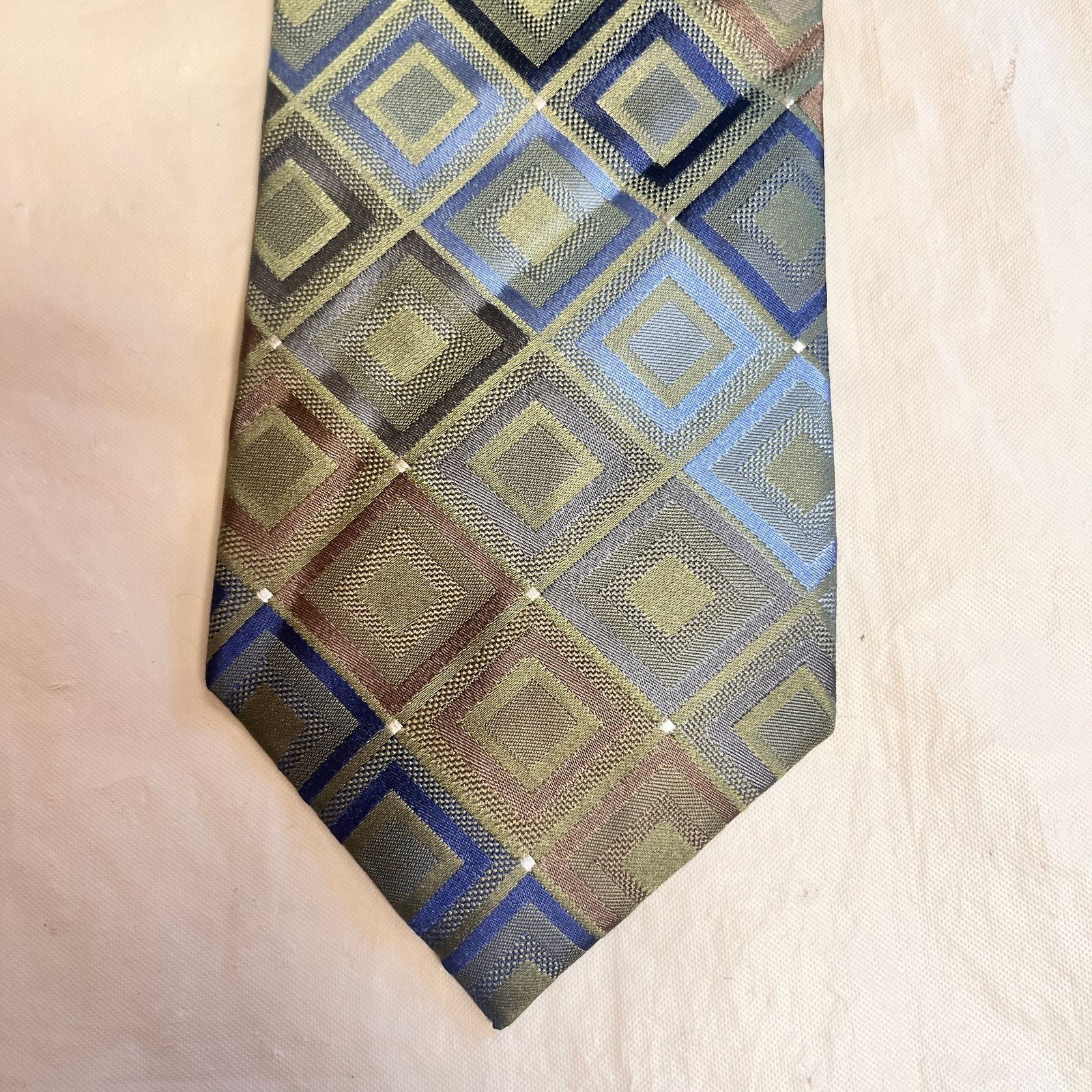 Joseph Abboud Joe Joseph Abboud Geometric Patterned Silk Necktie Size ONE SIZE - 6 Thumbnail