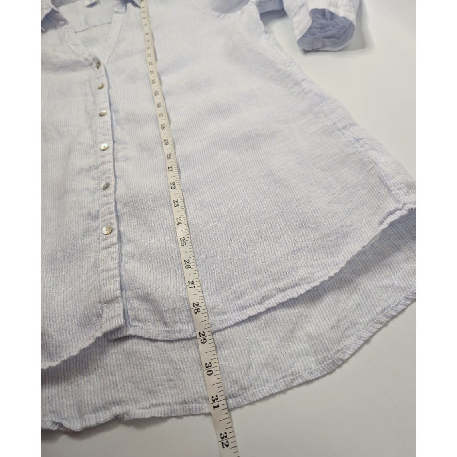 Vintage VINTAGE Sigrid Olsen 100% Linen Long Sleeve Coastal Strripe Button Up V-Neck Top Medium Size M / US 6-8 / IT 42-44 - 6 Thumbnail