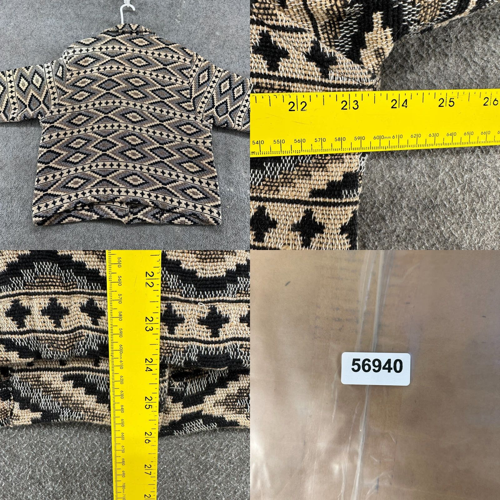 Vintage VINTAGE Keren Hart Jacket Womens M Beige Black Aztec Cotton Tapestry AOP 90s Size M / US 6-8 / IT 42-44 - 8 Thumbnail