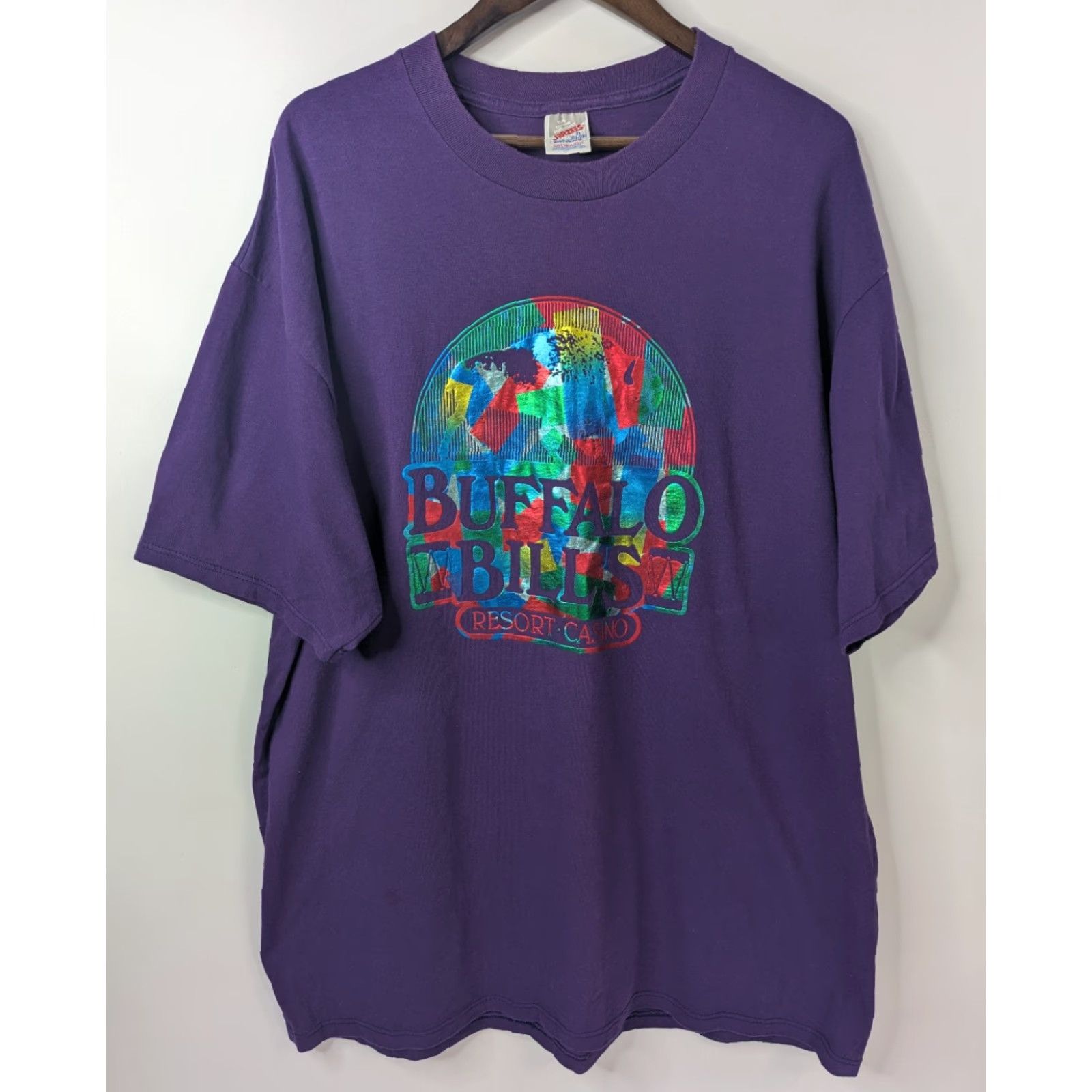Jerzees VINTAGE Buffalo Bills Resort Casino Promo T-Shirt 2XL Purple Jerzees Short Sleeve Graphic Tee Mens Size US XXL / EU 58 / 5 - 4 Thumbnail