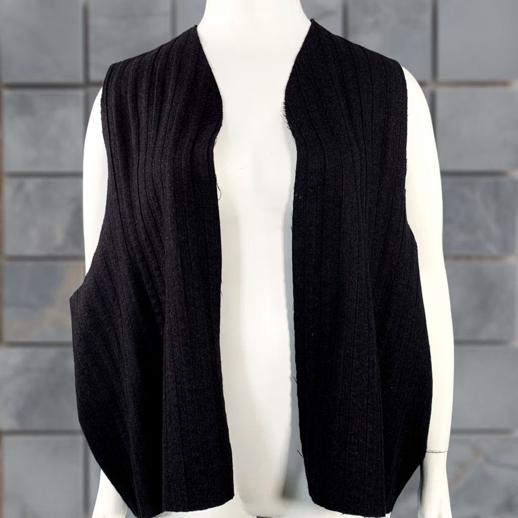 eskandar ESKANDAR Size L Brown Purple Wool Cashmere Ribbed Open Front Vest Women Size L / US 10 / IT 46 - 1 Thumbnail
