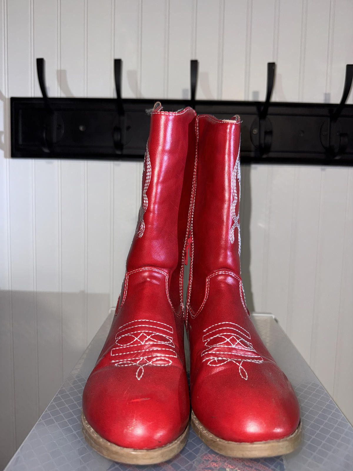 United Colors Of Benetton Red Bebe Classic Western Embroidered Cowgirl Boots Size US 4 / IT 34 - 1 Thumbnail