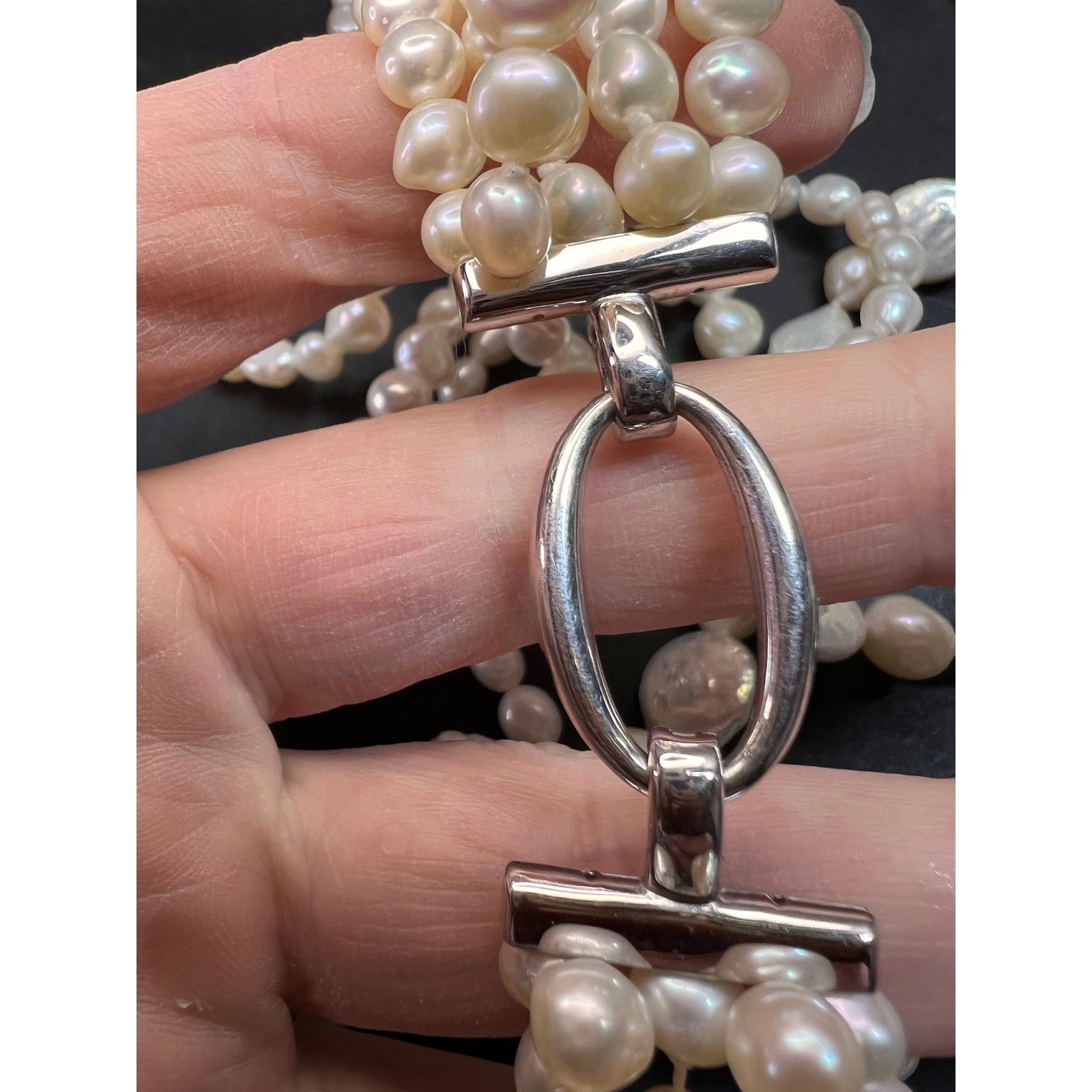 Other Lucas Lameth pearl 5 strand necklace with 925 silver clasp Size ONE SIZE - 9 Thumbnail