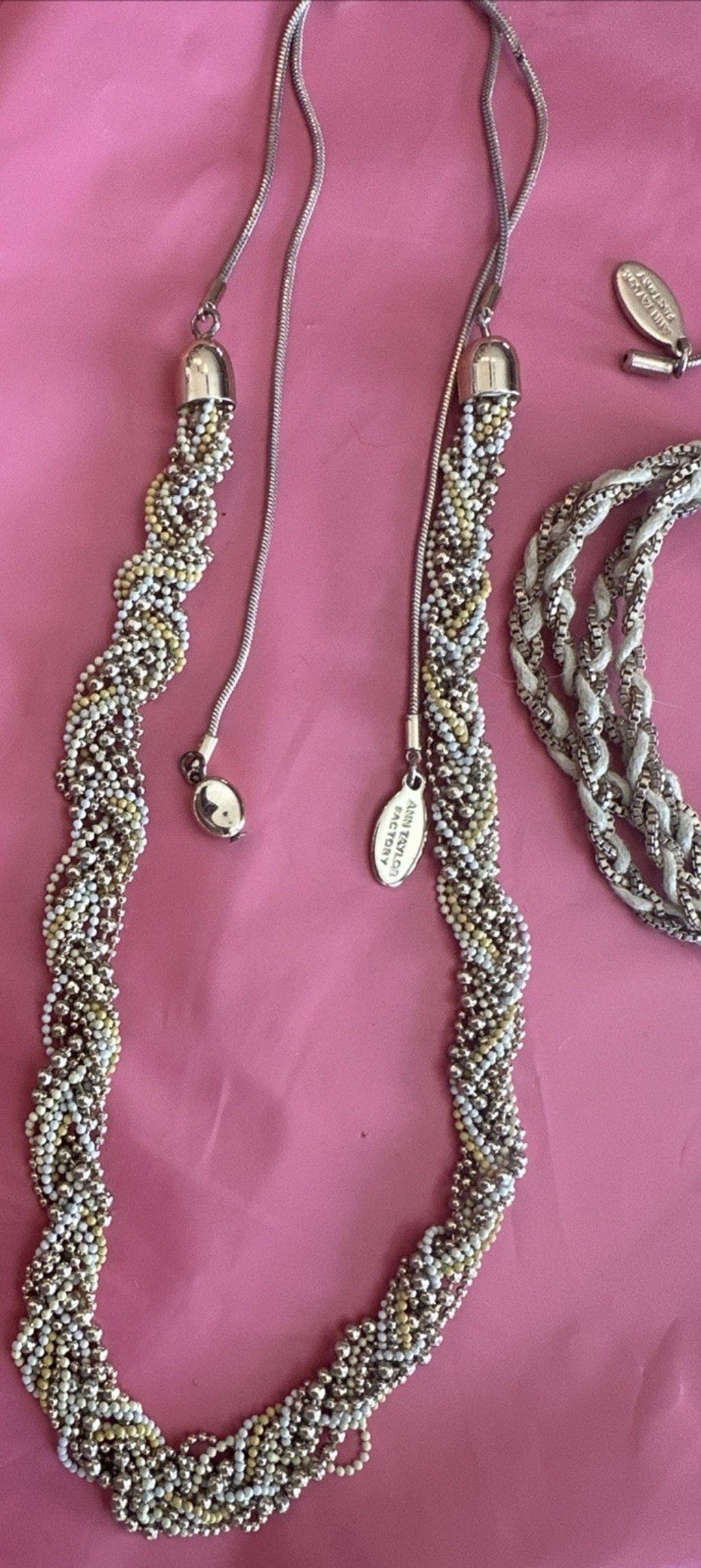 Ann Taylor Set Ann Taylor Goldtone Tiny Bead Braided Multi Strand Adjus Size ONE SIZE - 8 Thumbnail